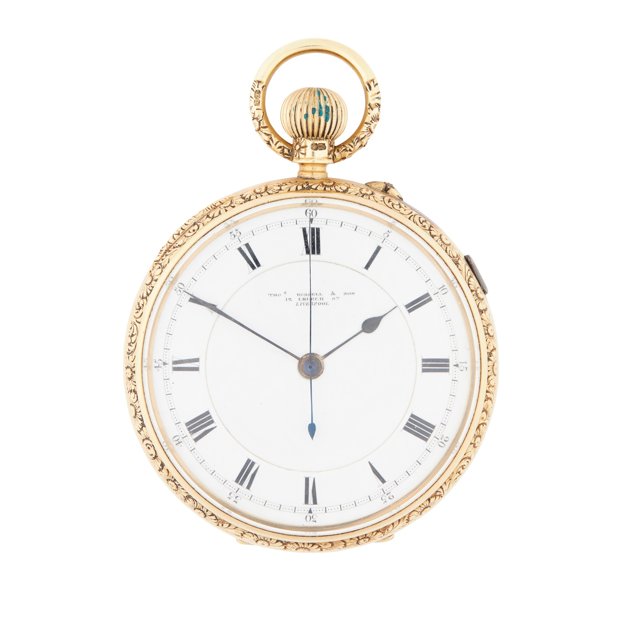 An 18ct gold cased pocket watch, Thomas Russell Liverpool