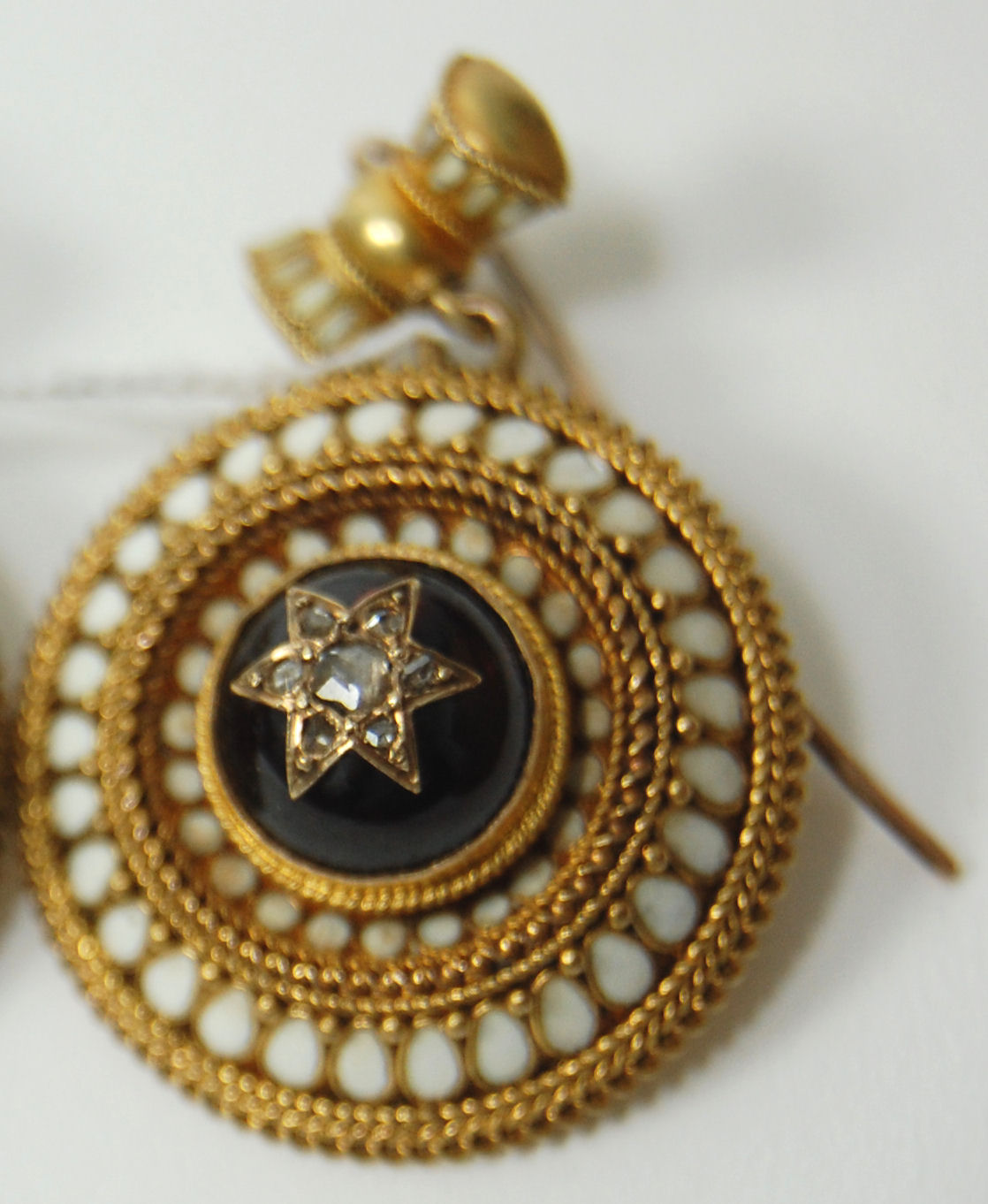 A pair of Victorian pendant earrings circa 1860,