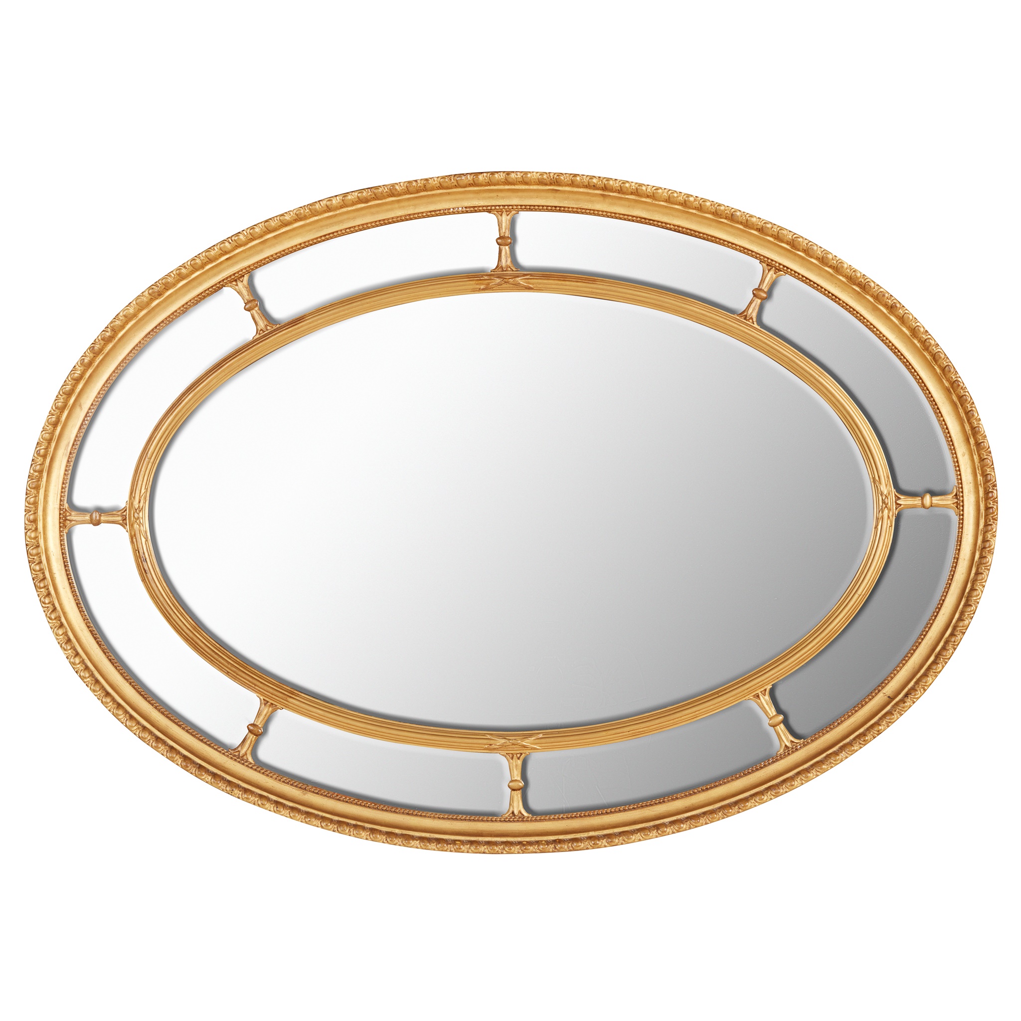 EDWARDIAN CARVED GILTWOOD OVAL MIRROR