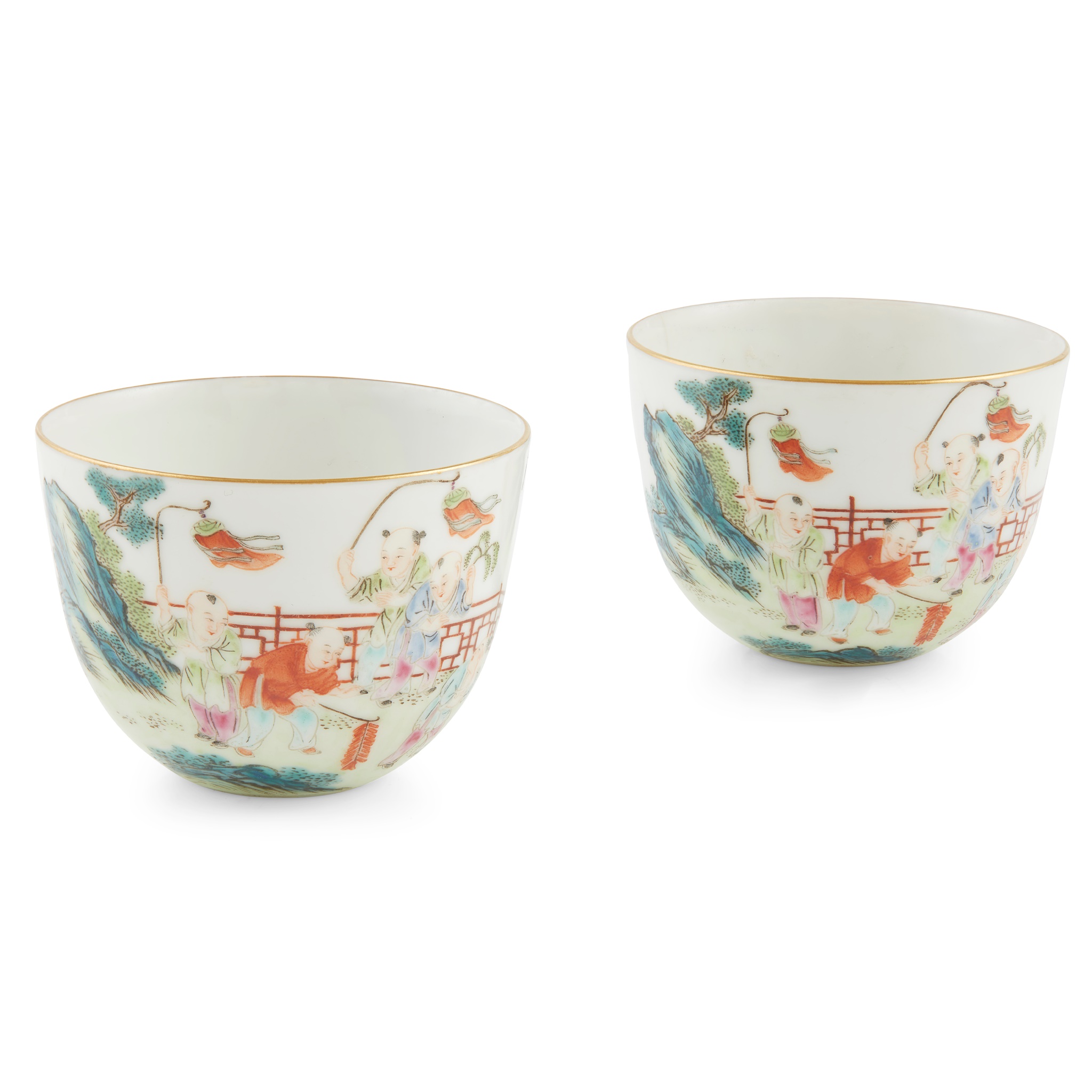 PAIR OF FAMILLE ROSE TEACUPS