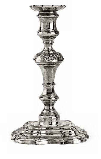 A German silver Royal table candlestick