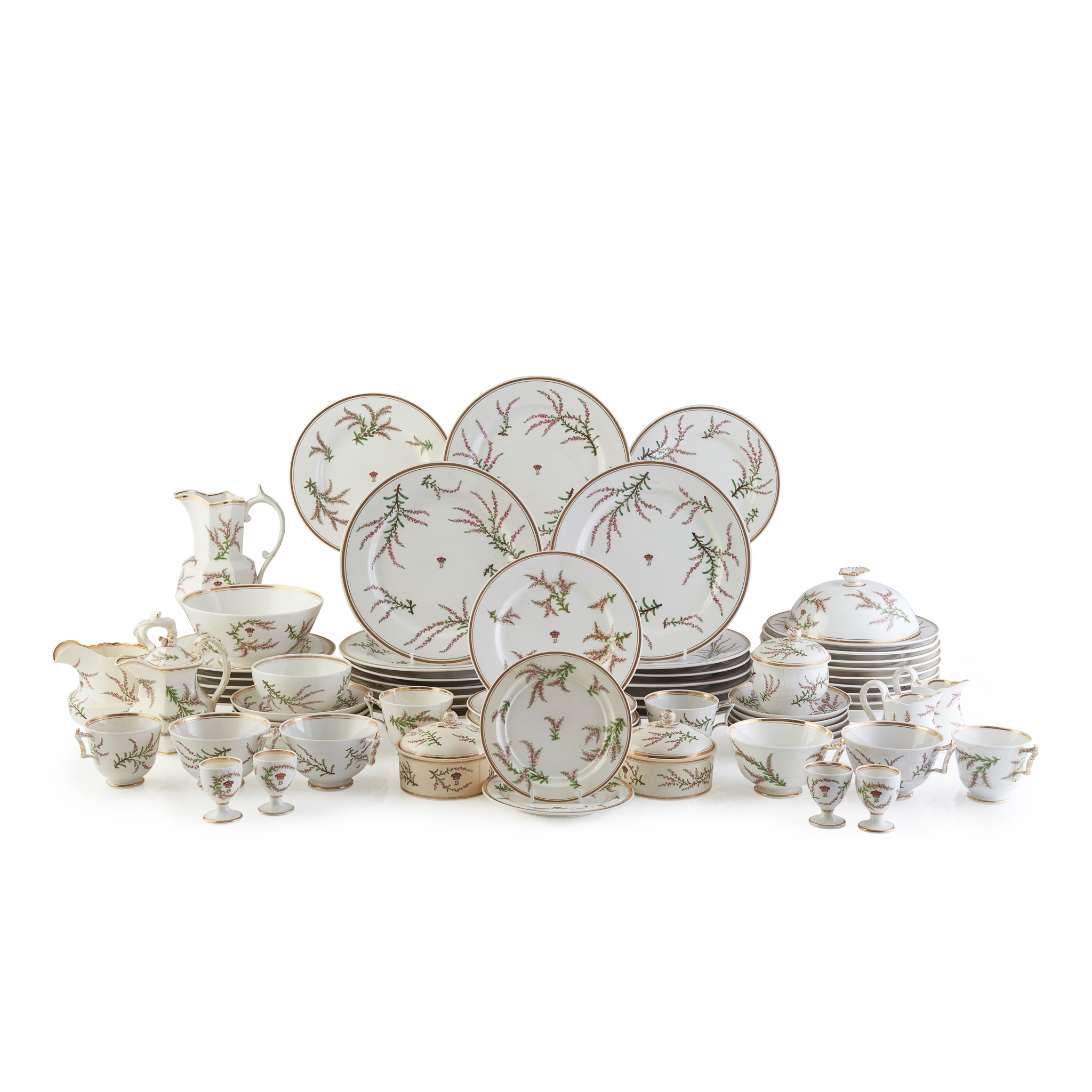 THE BREADALBANE HEATHER PATTERN WORCESTER PORCELAIN BREAKFAST SERVICE