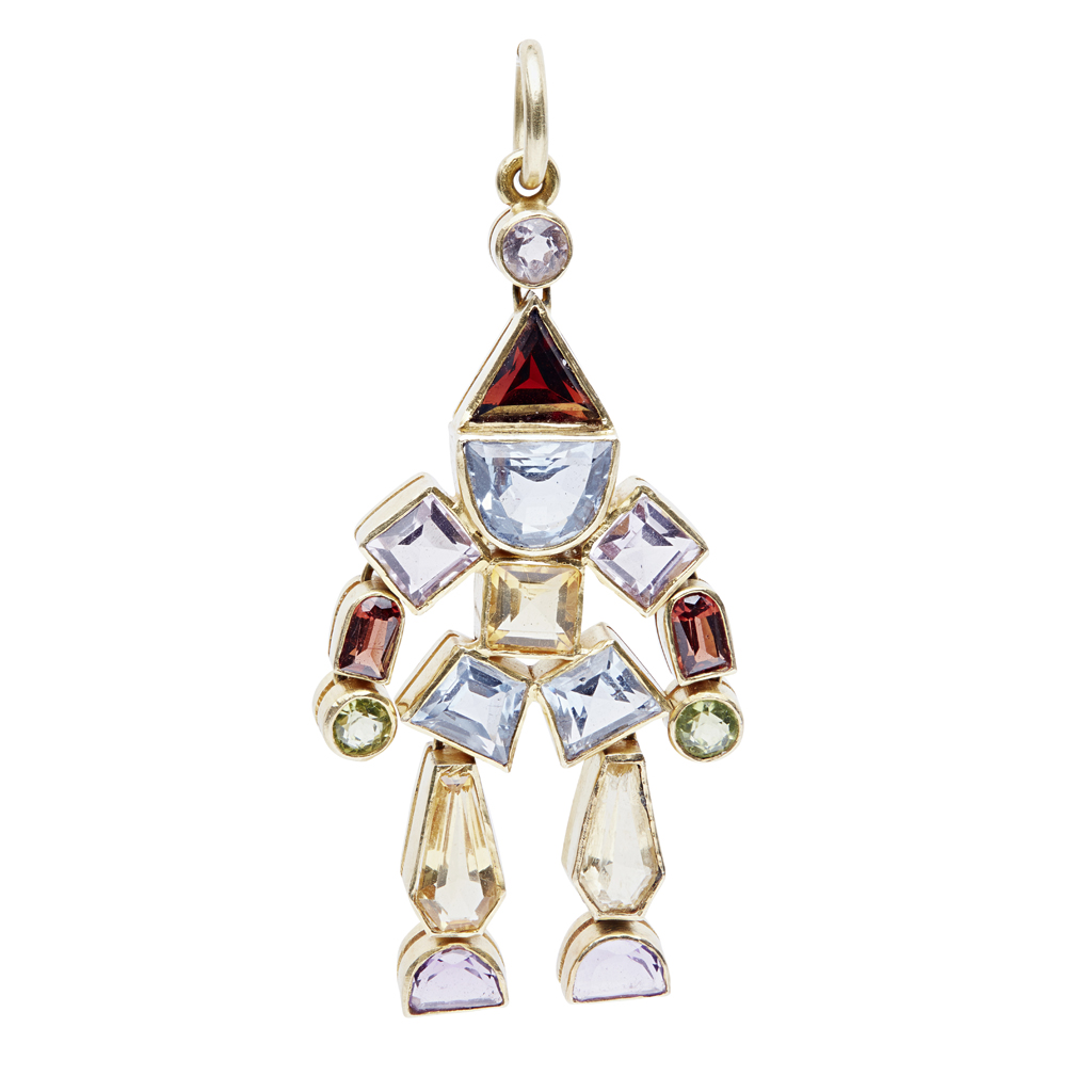 An articulated multi-gem set pendant