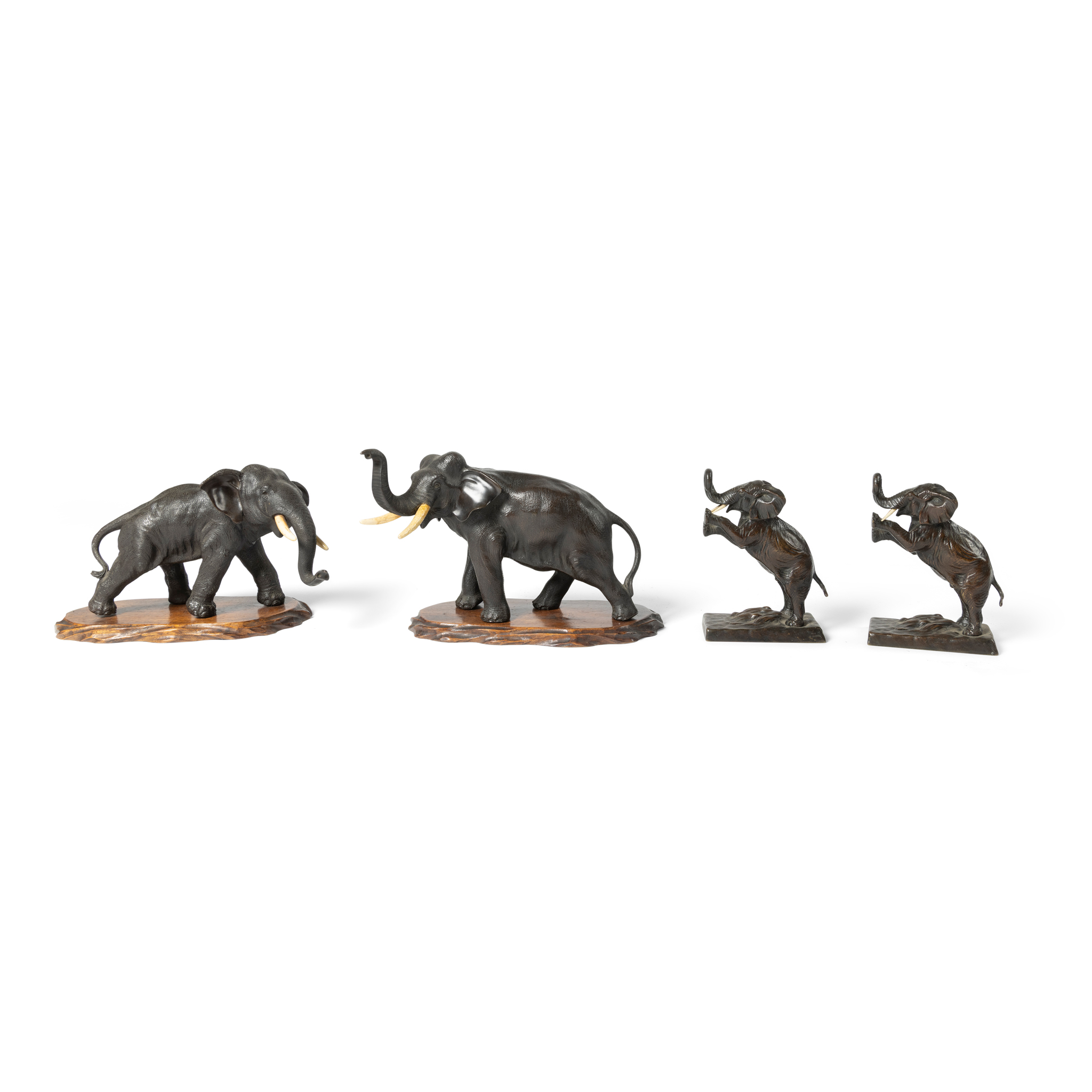 TWO JAPANESE BRONZE ELEPHANTS