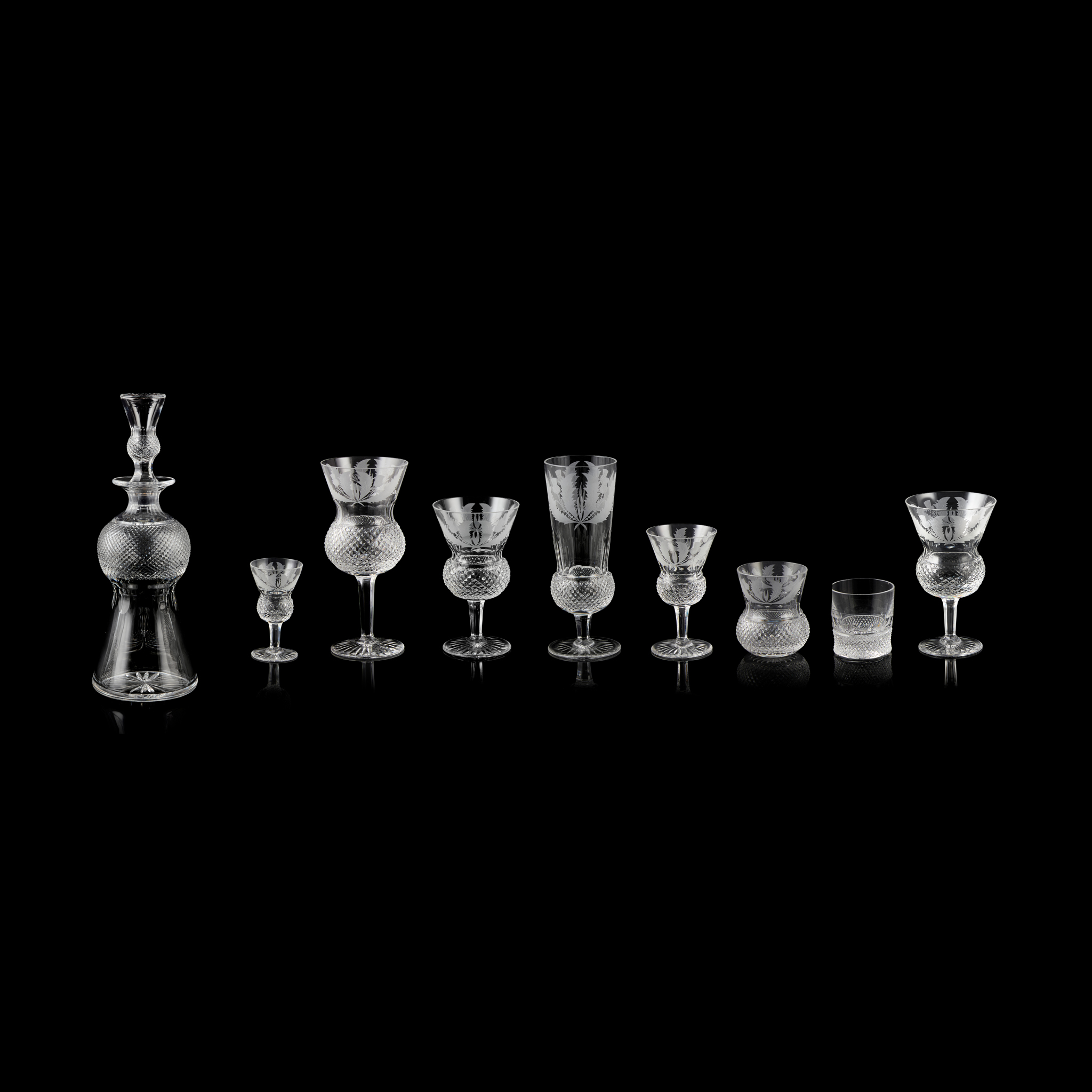 LARGE SUITE OF EDINBURGH CRYSTAL 'THISTLE' PATTERN GLASS