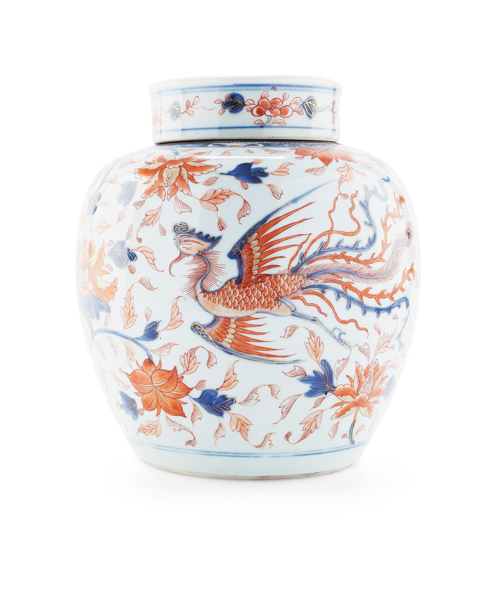 A CHINESE IMARI OVOID JAR AND COVER