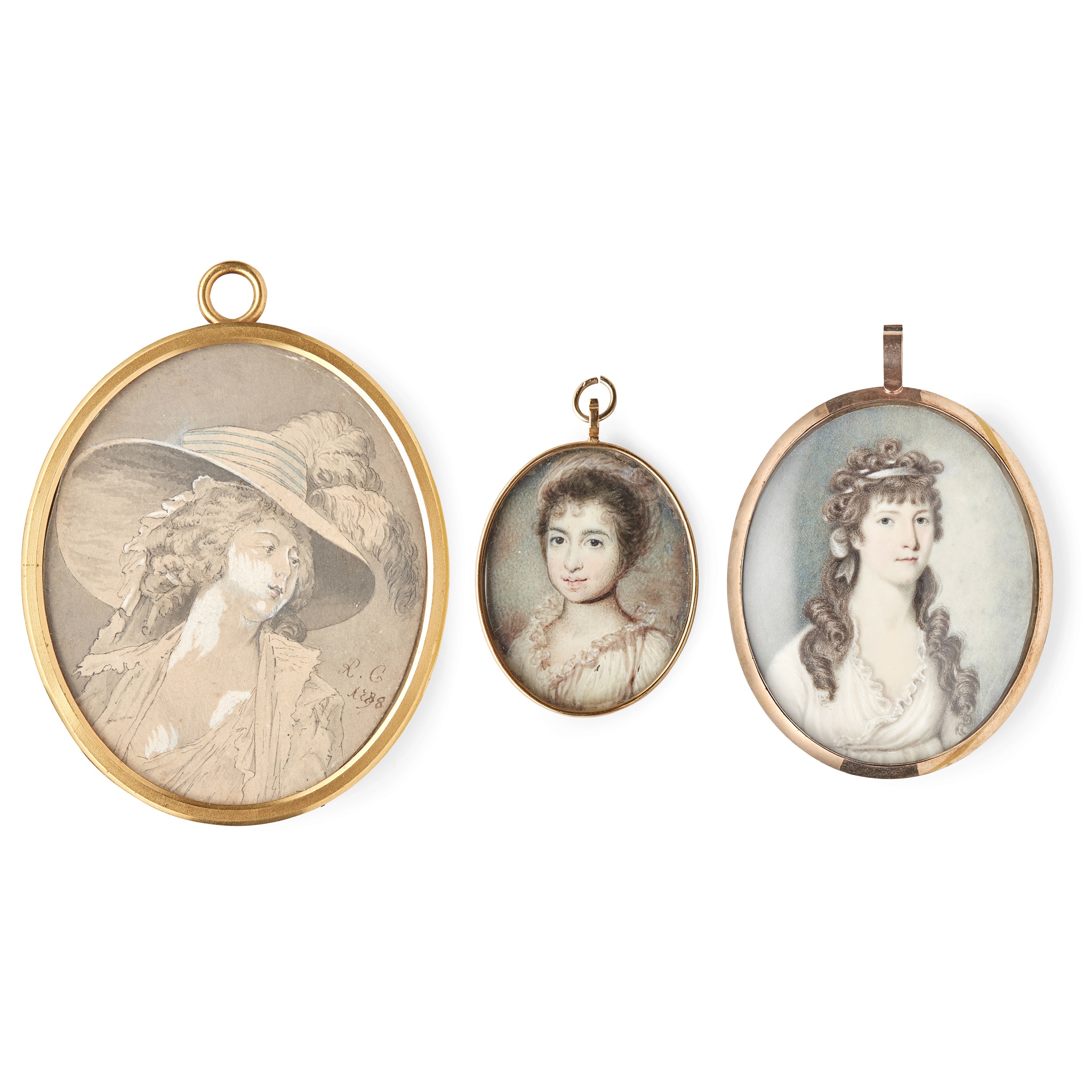 THREE PORTRAIT MINIATURES OF LADIES