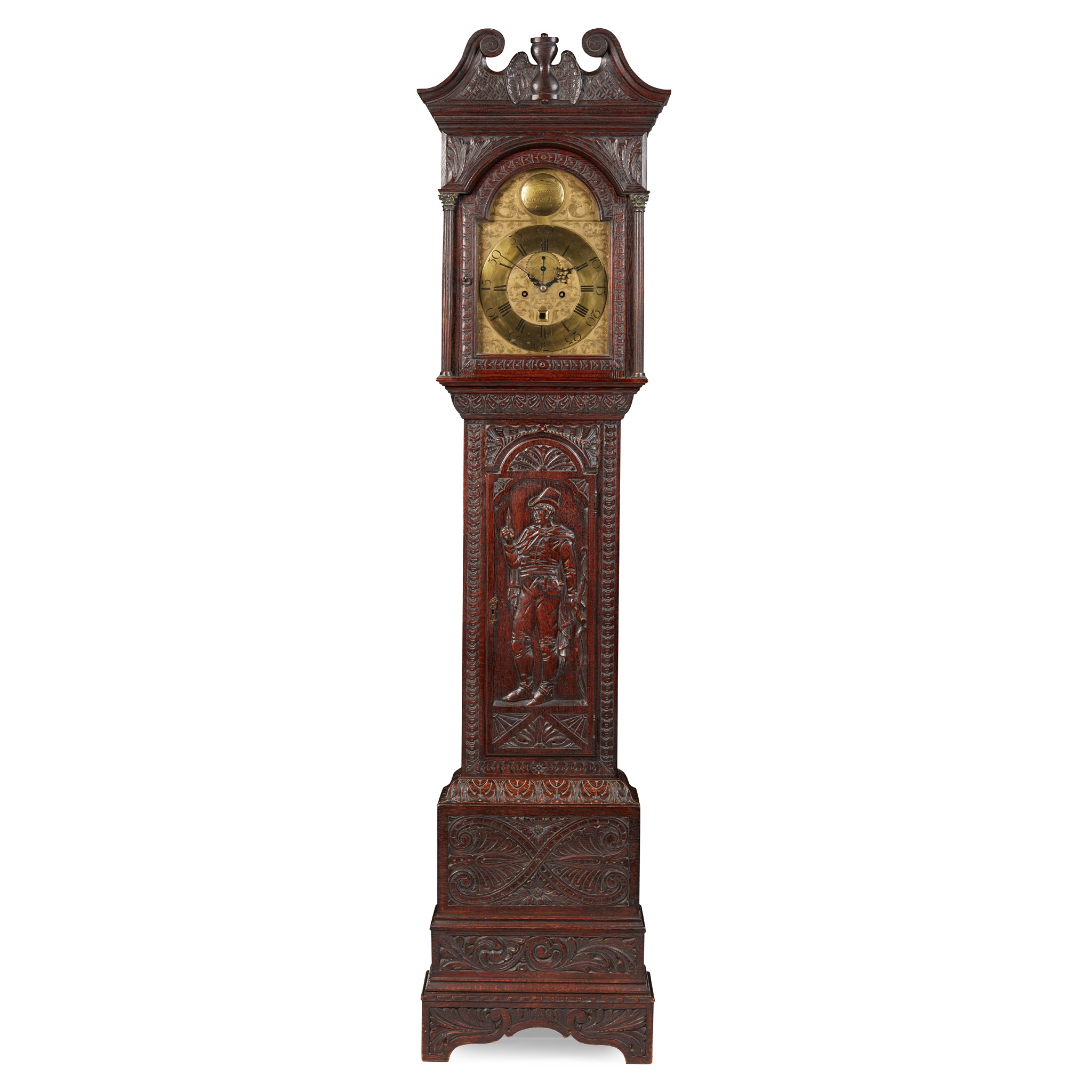 SCOTTISH CARVED OAK LONGCASE CLOCK, BY ANDREW BAIRD, KILBRYDE