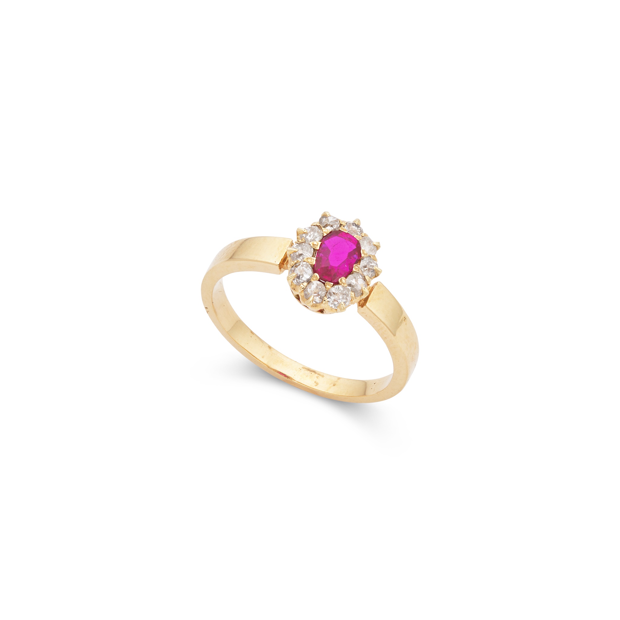 A ruby and diamond cluster ring
