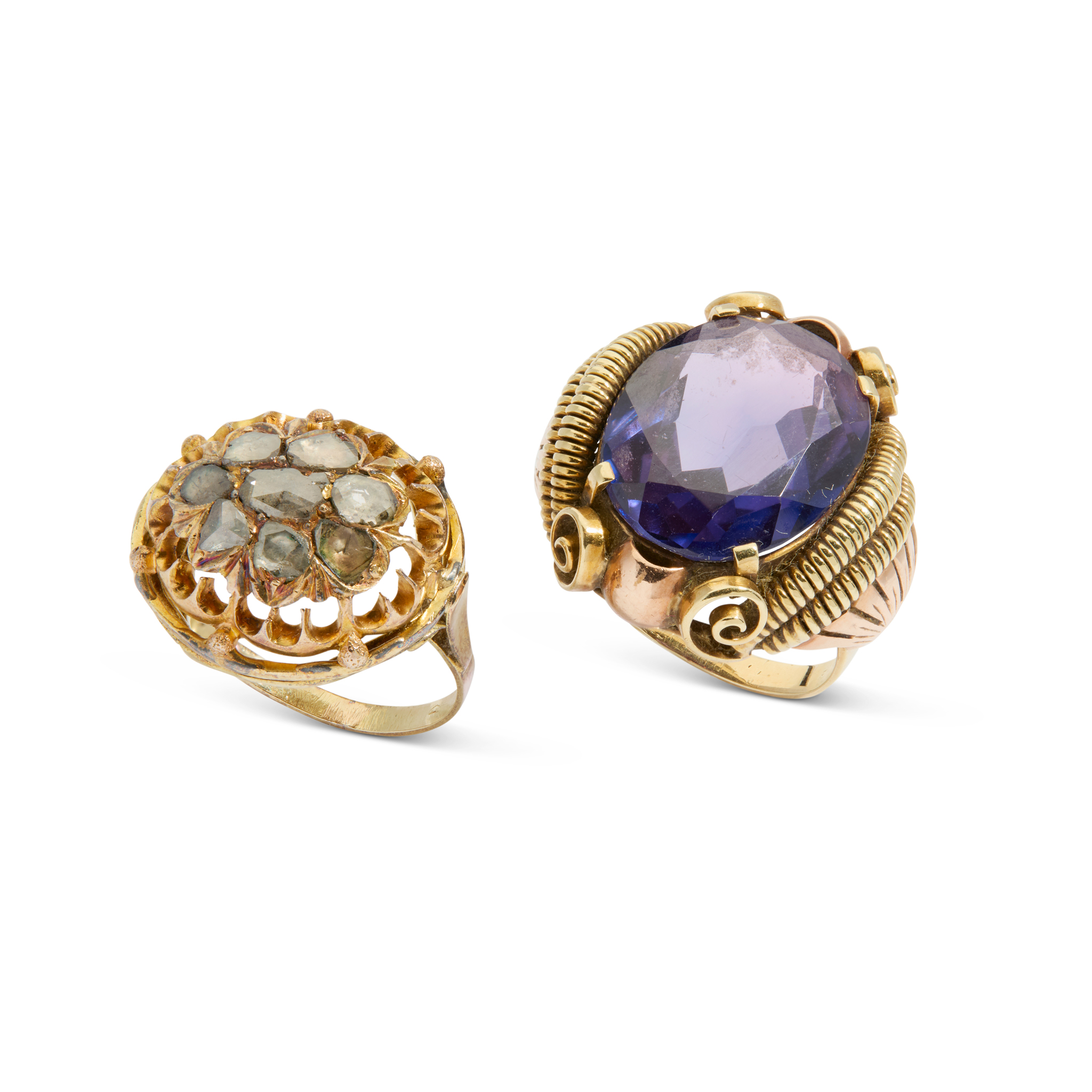 Two gem-set cocktail rings