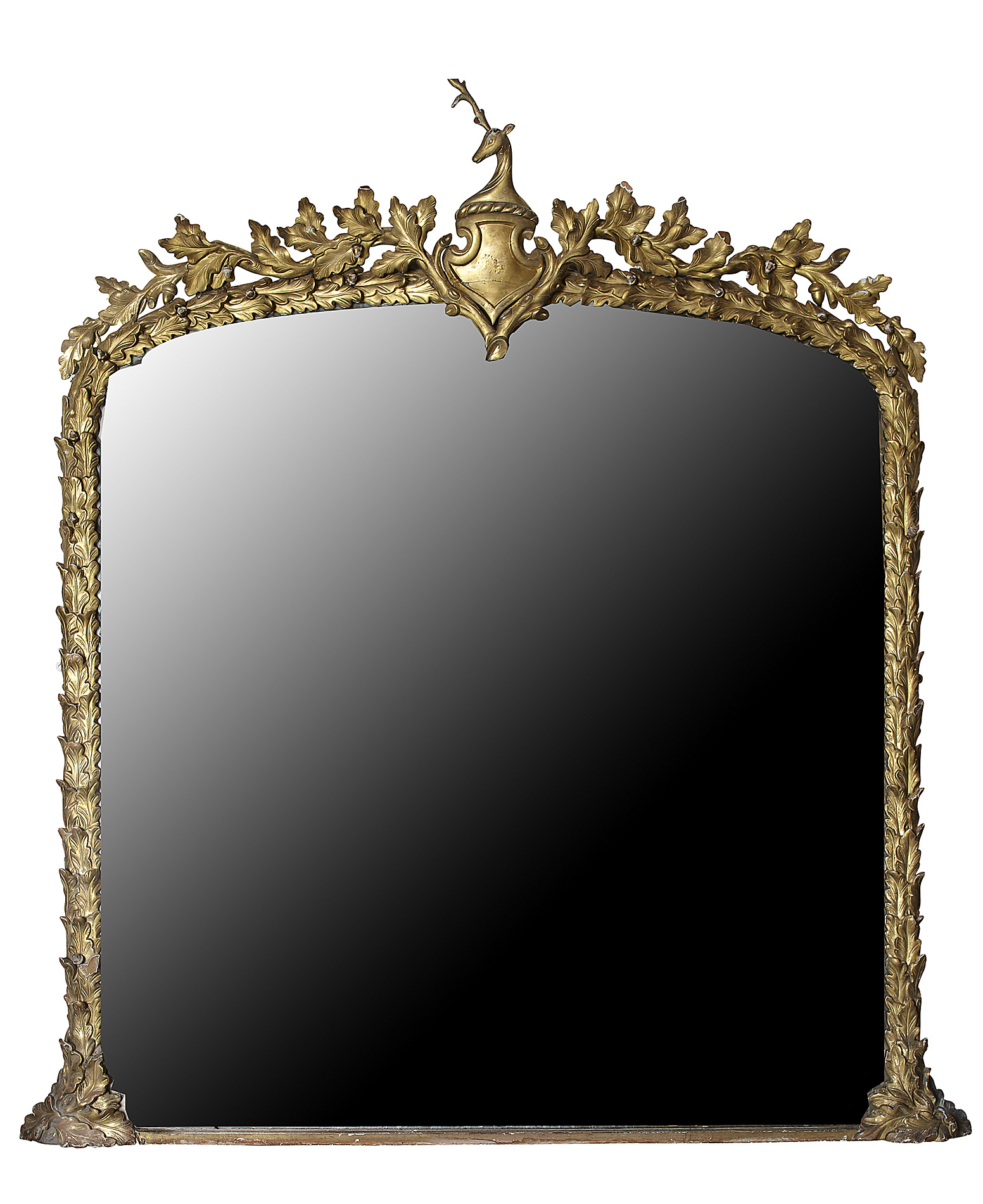 LARGE EARLY VICTORIAN GILTWOOD OVERMANTEL MIRROR