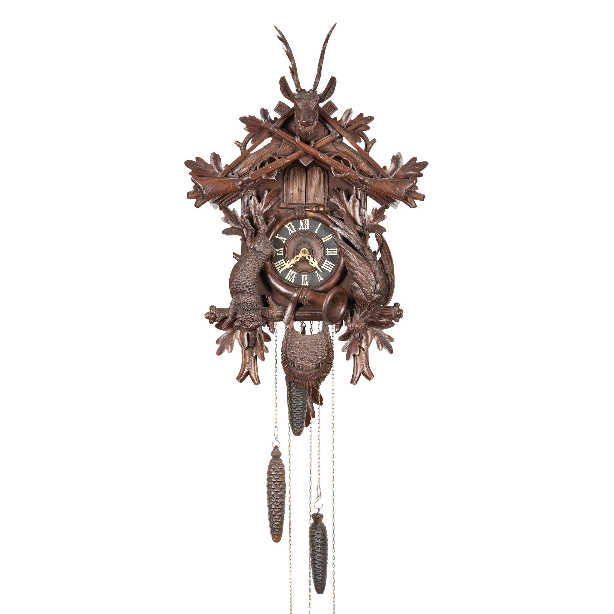 BLACK FOREST CARVED LINDEN WOOD CUCKOO CLOCK