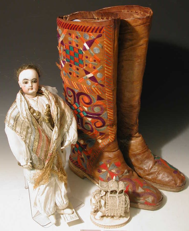 An ornately carved ivory elephant