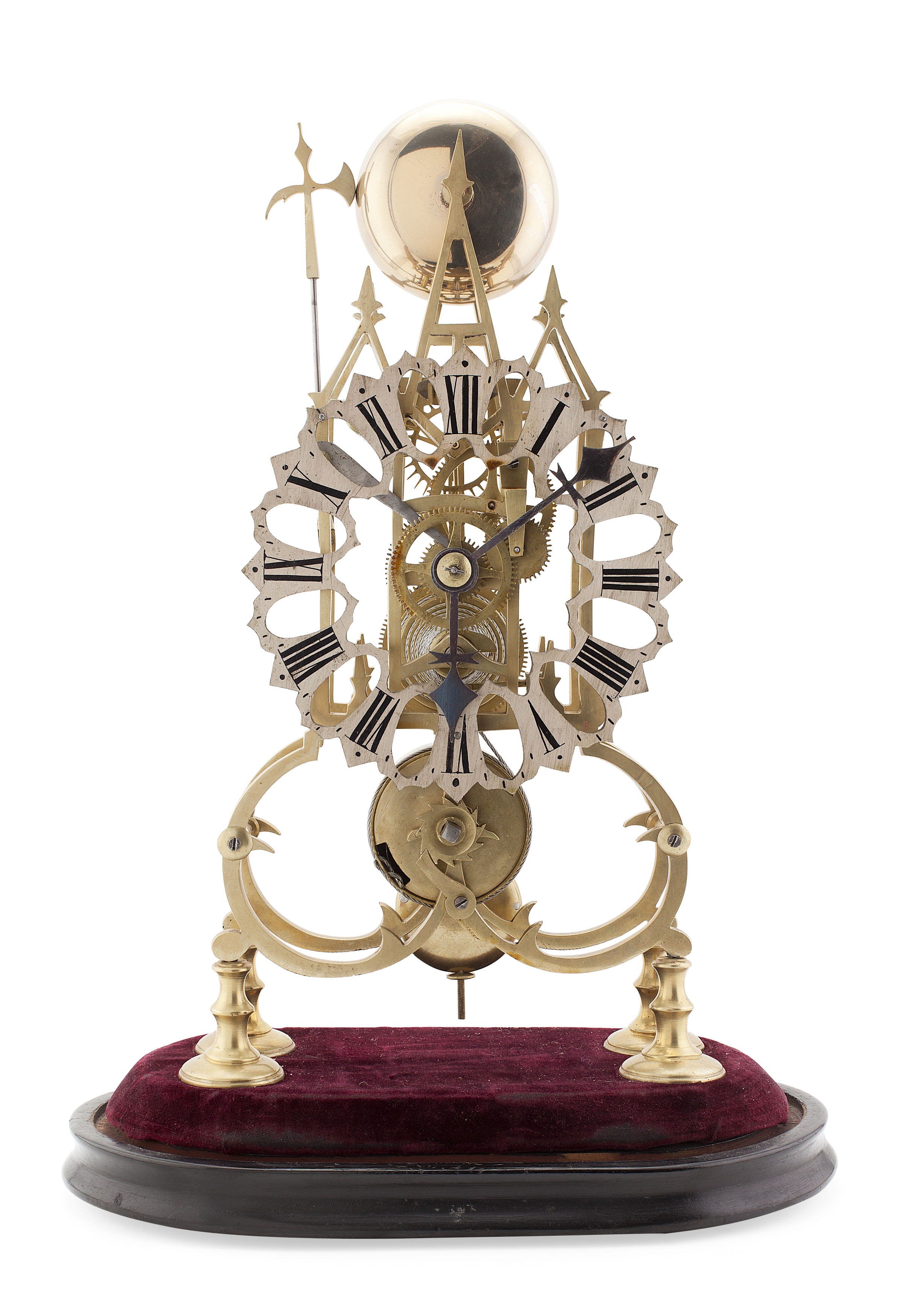 VICTORIAN BRASS SKELETON CLOCK