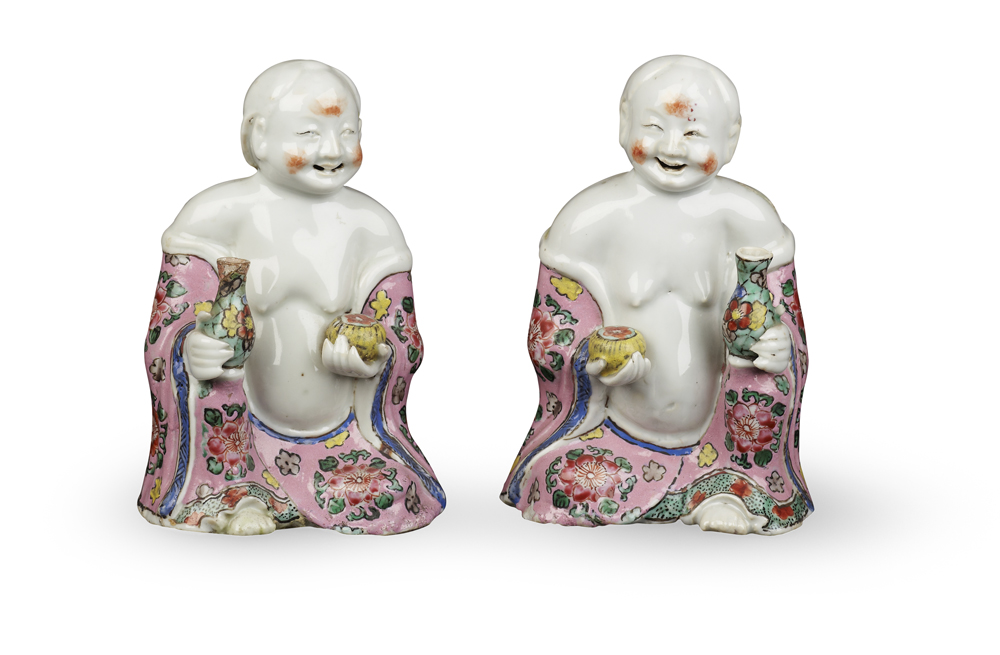 PAIR OF CHINESE FAMILLE ROSE FIGURES