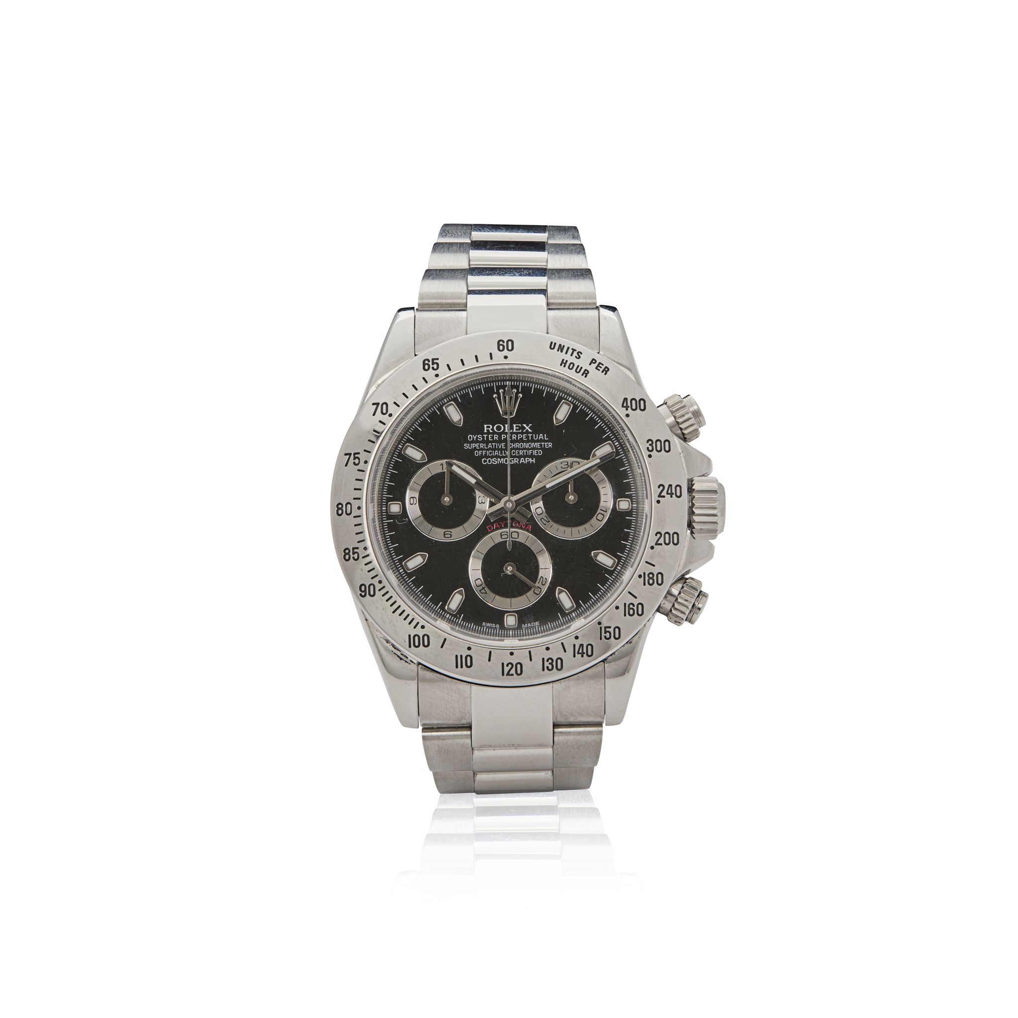 Rolex. A highly desirable stainless steel automatic chronograph wristwatch