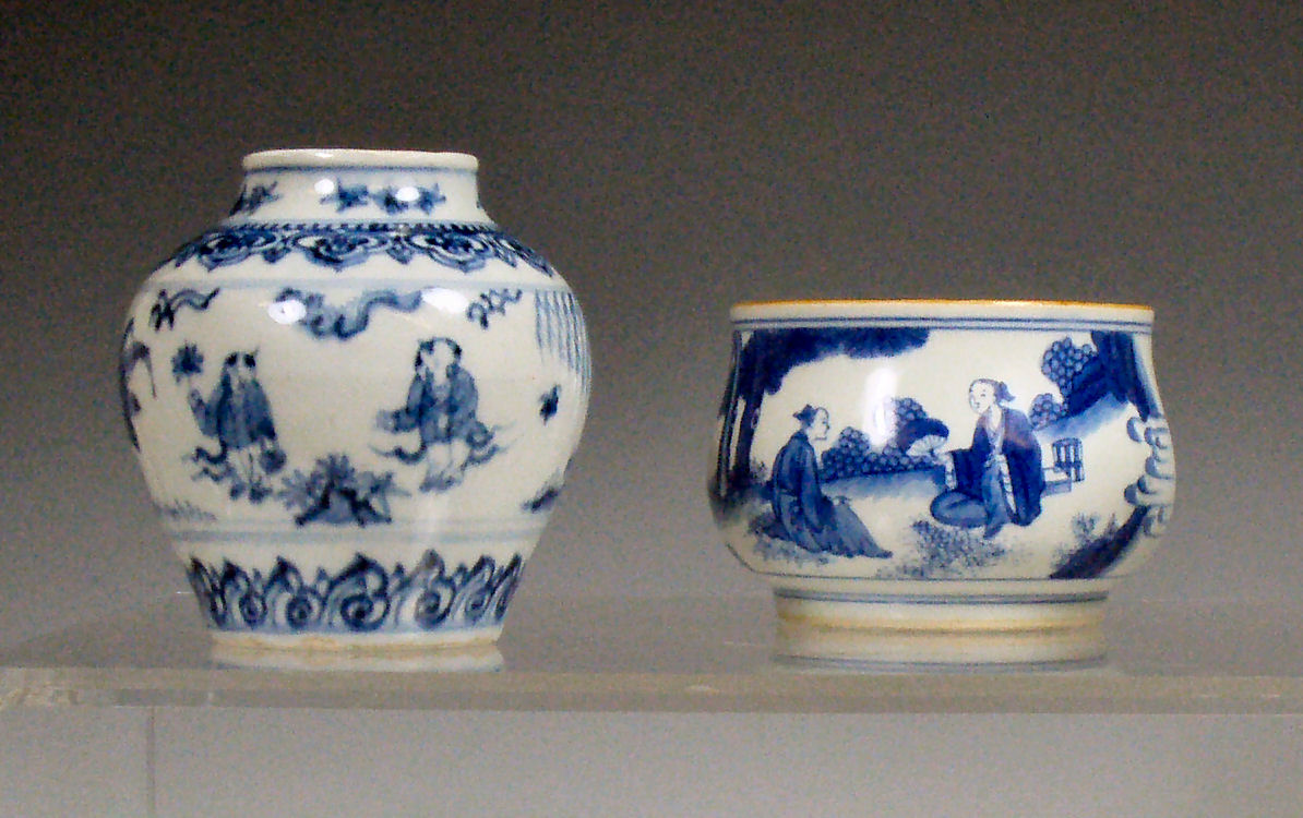 A late 19th century Chinese blue painted vase