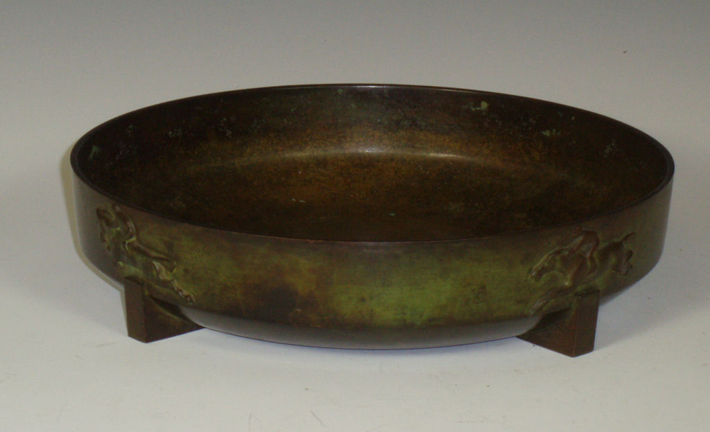An Art Deco patinated bronze bowl