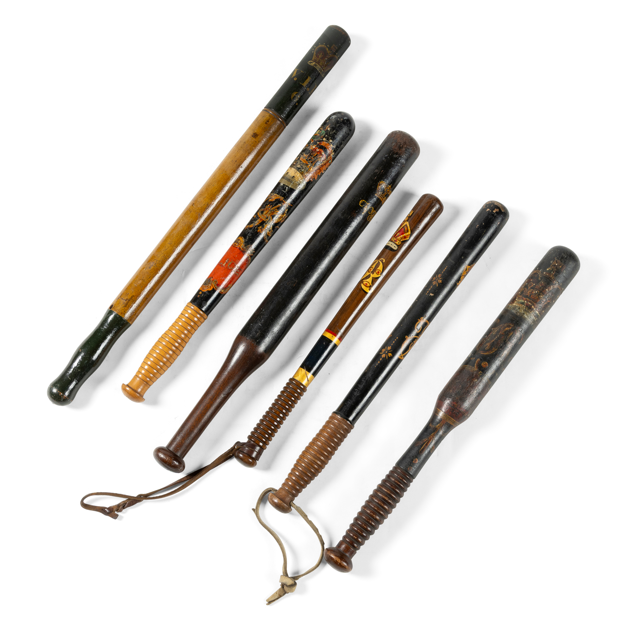 A COLLECTION OF VICTORIAN CONSTABULARY TRUNCHEONS EACH OF HARDWOOD