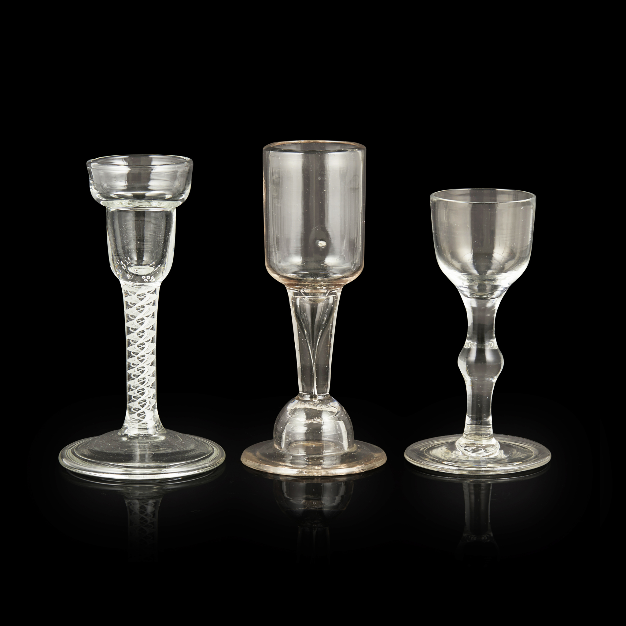 THREE GEORGIAN WINE GLASSES
