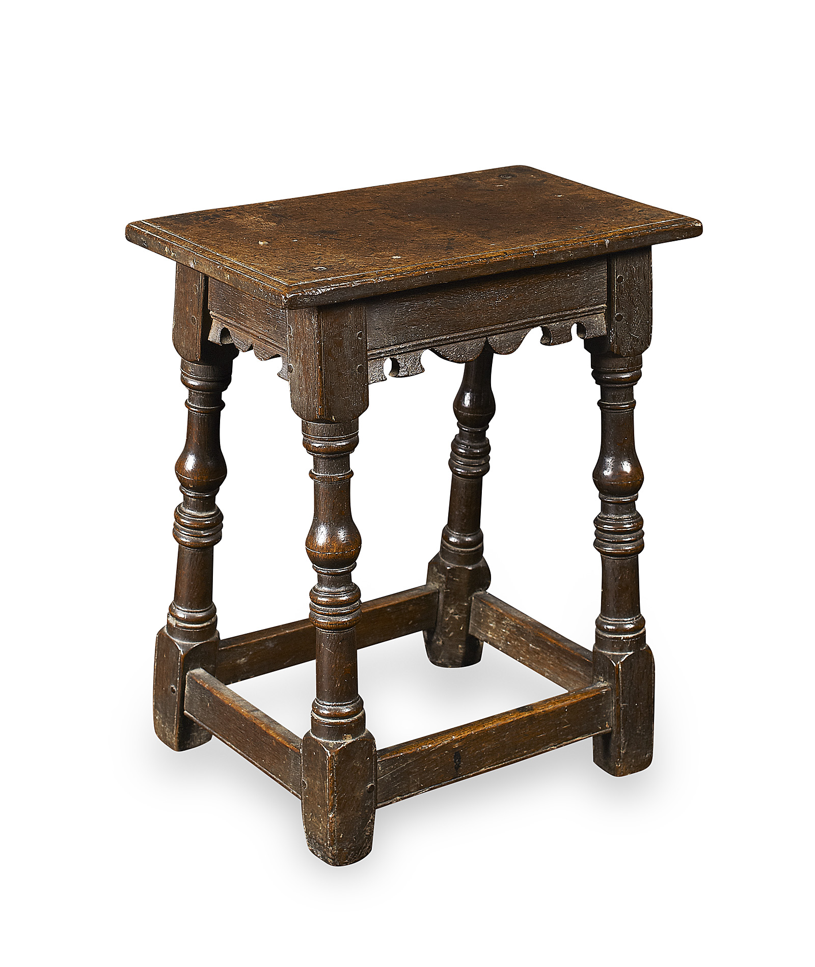 RARE CHARLES I OAK JOINT STOOL