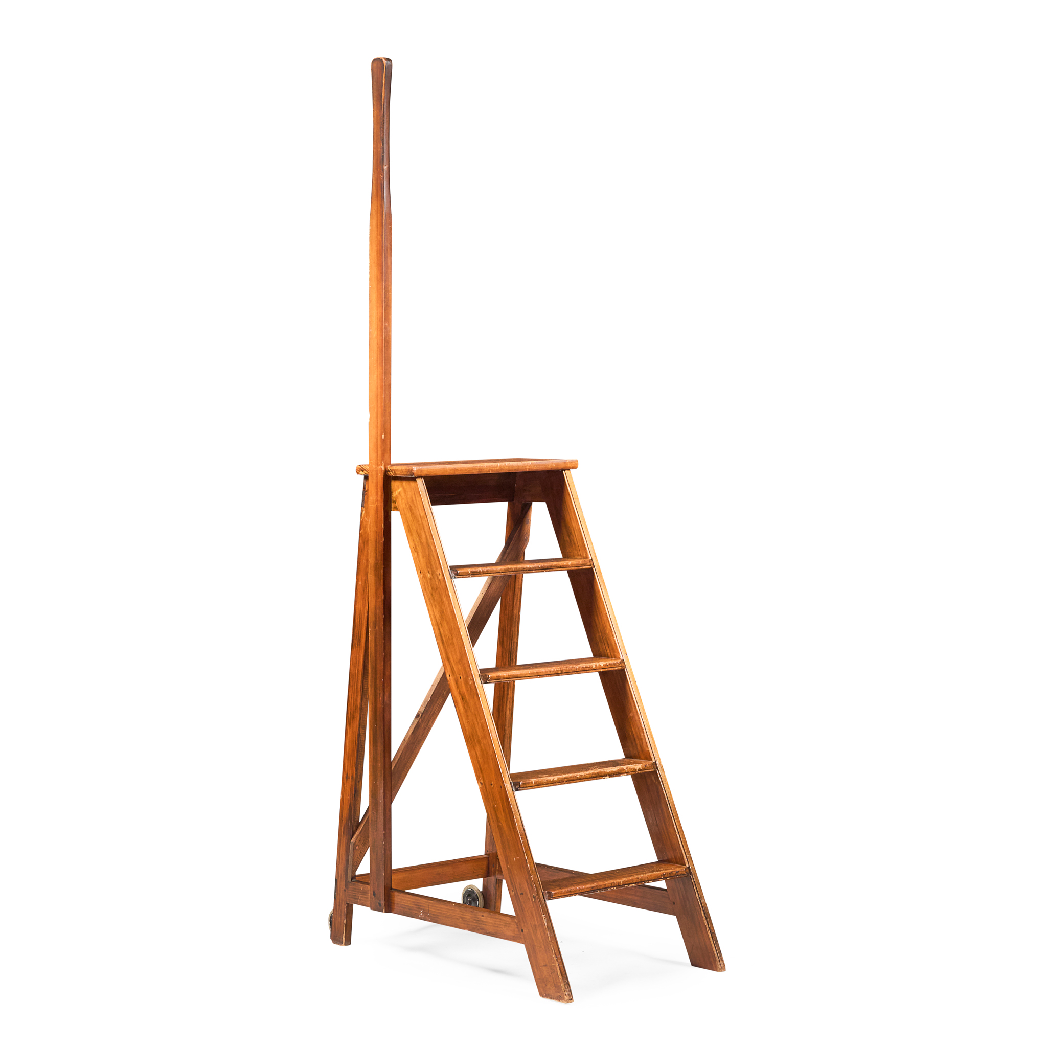 LATE VICTORIAN STAINED BEECH LIBRARY STEPS