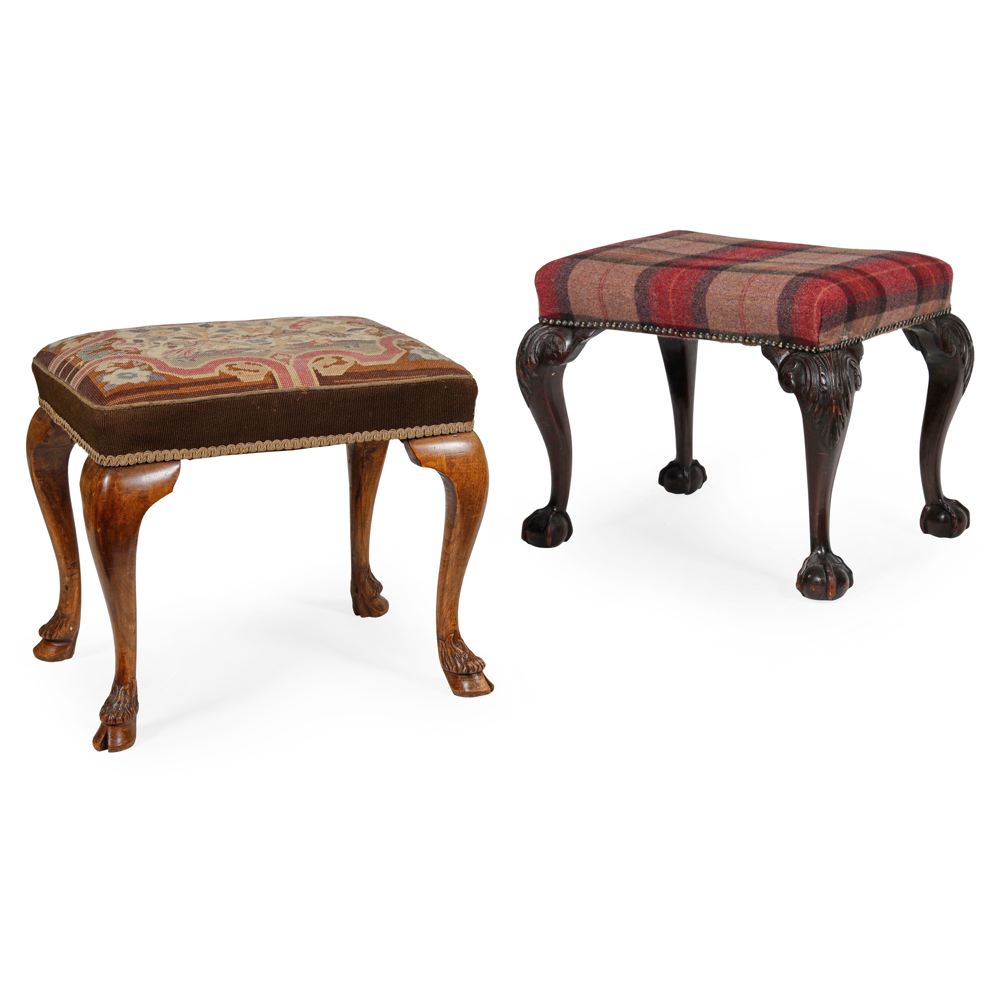 GEORGE II STYLE WALNUT FRAMED STOOL