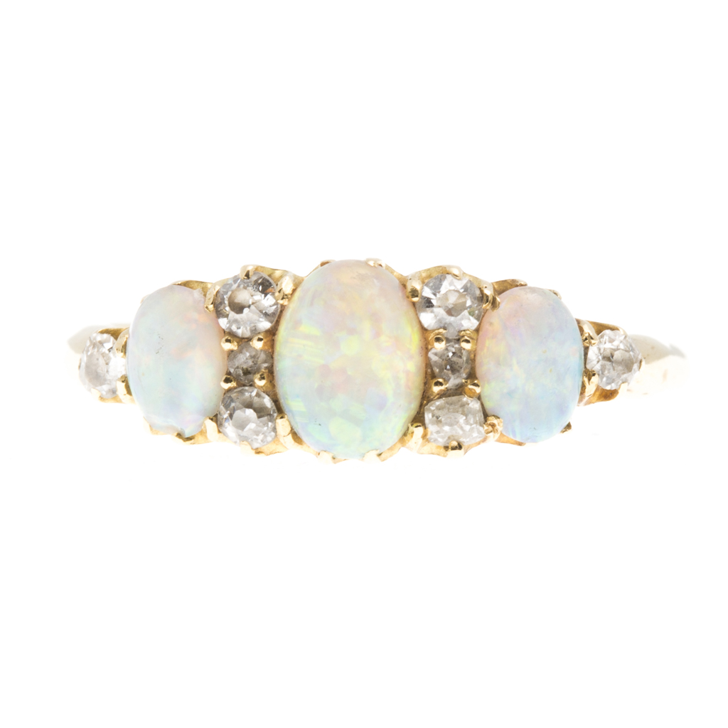 An opal and diamond set ring