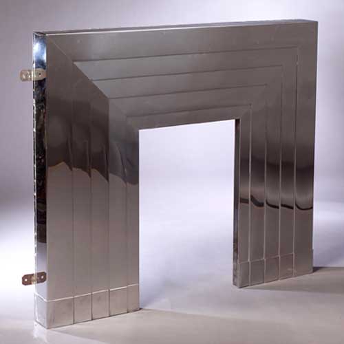 An Art Deco chromium fireplace surround
