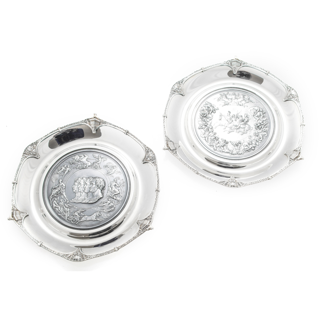 The Waterloo Medal - A pair of commemorative limited edition salvers
