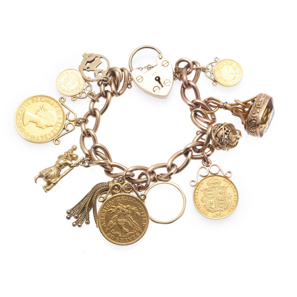 A 9ct gold charm bracelet