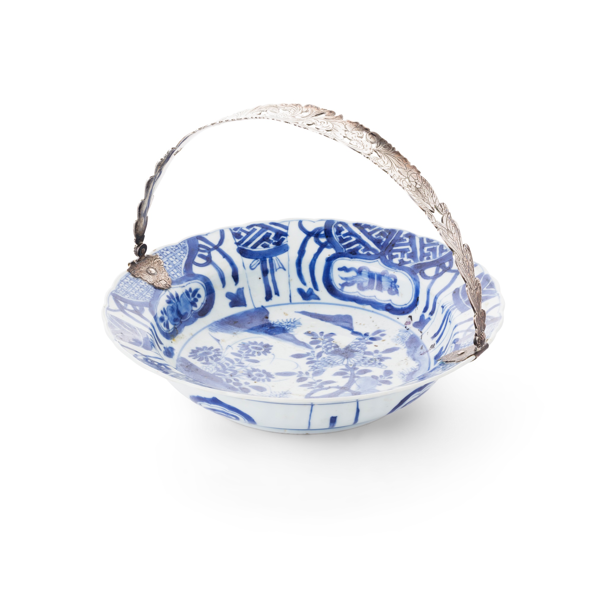 BLUE AND WHITE FOLIATED PLATE