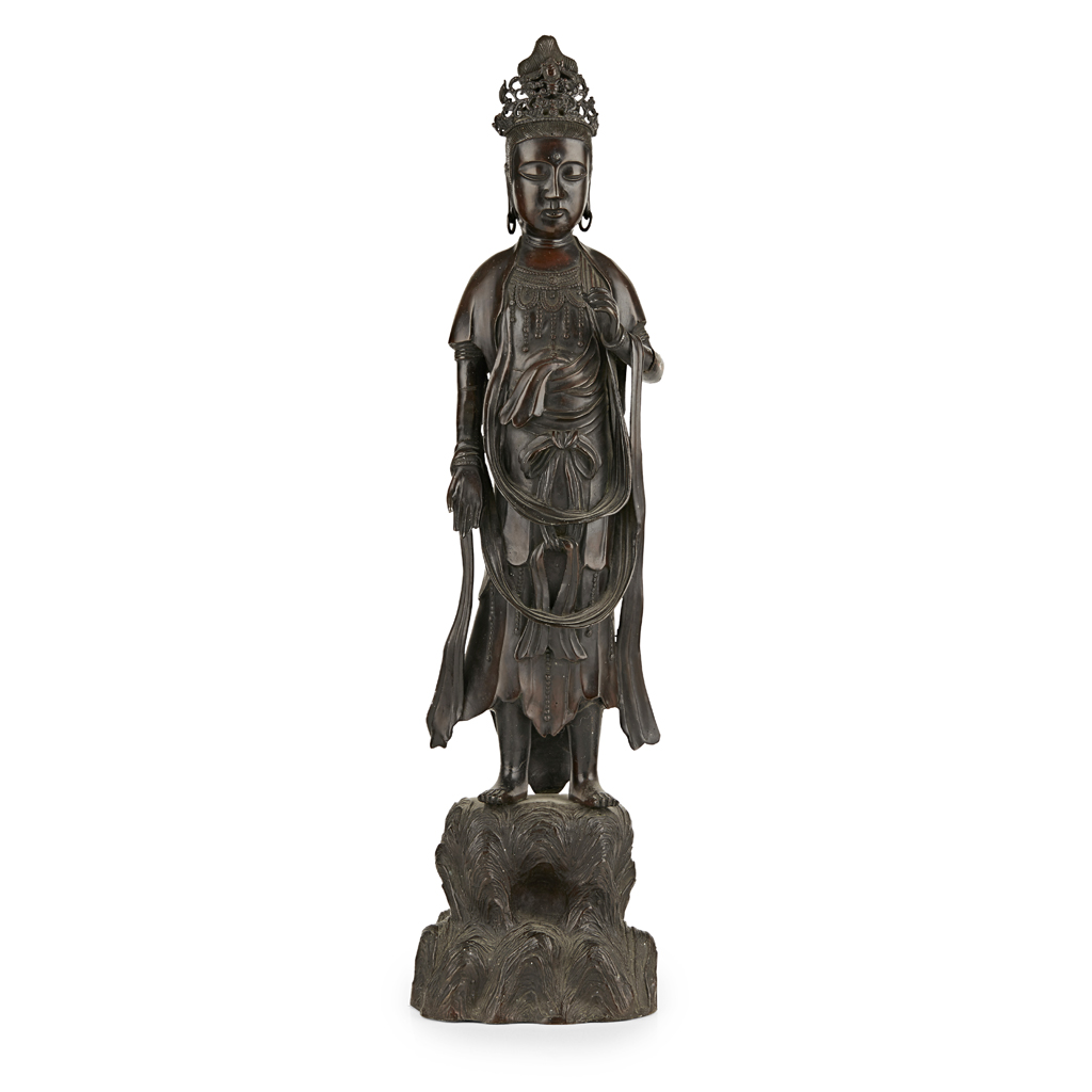 LARGE BRONZE OKIMONO OF KANNON