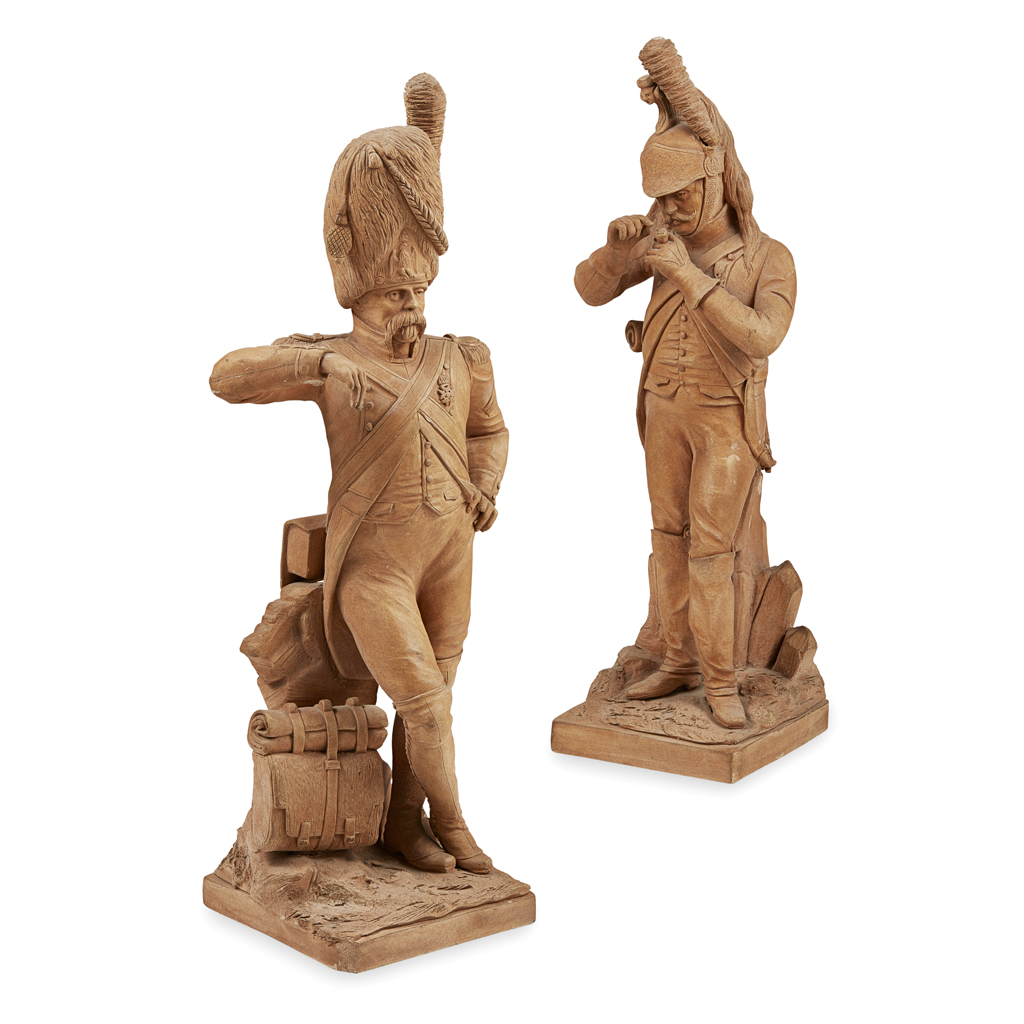 TWO VICTORIAN TERRACOTTA FIGURES OF SOLDIERS