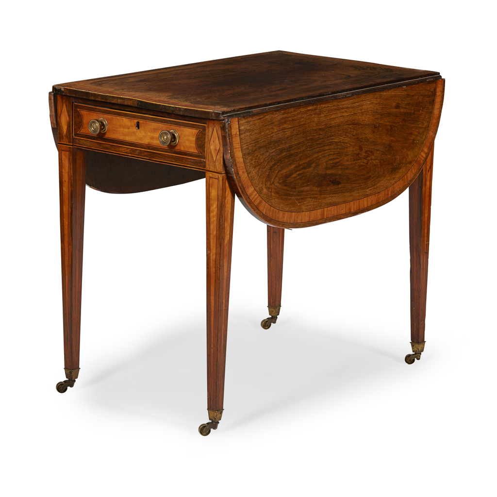 GEORGE III ROSEWOOD AND SATINWOOD PEMBROKE TABLE