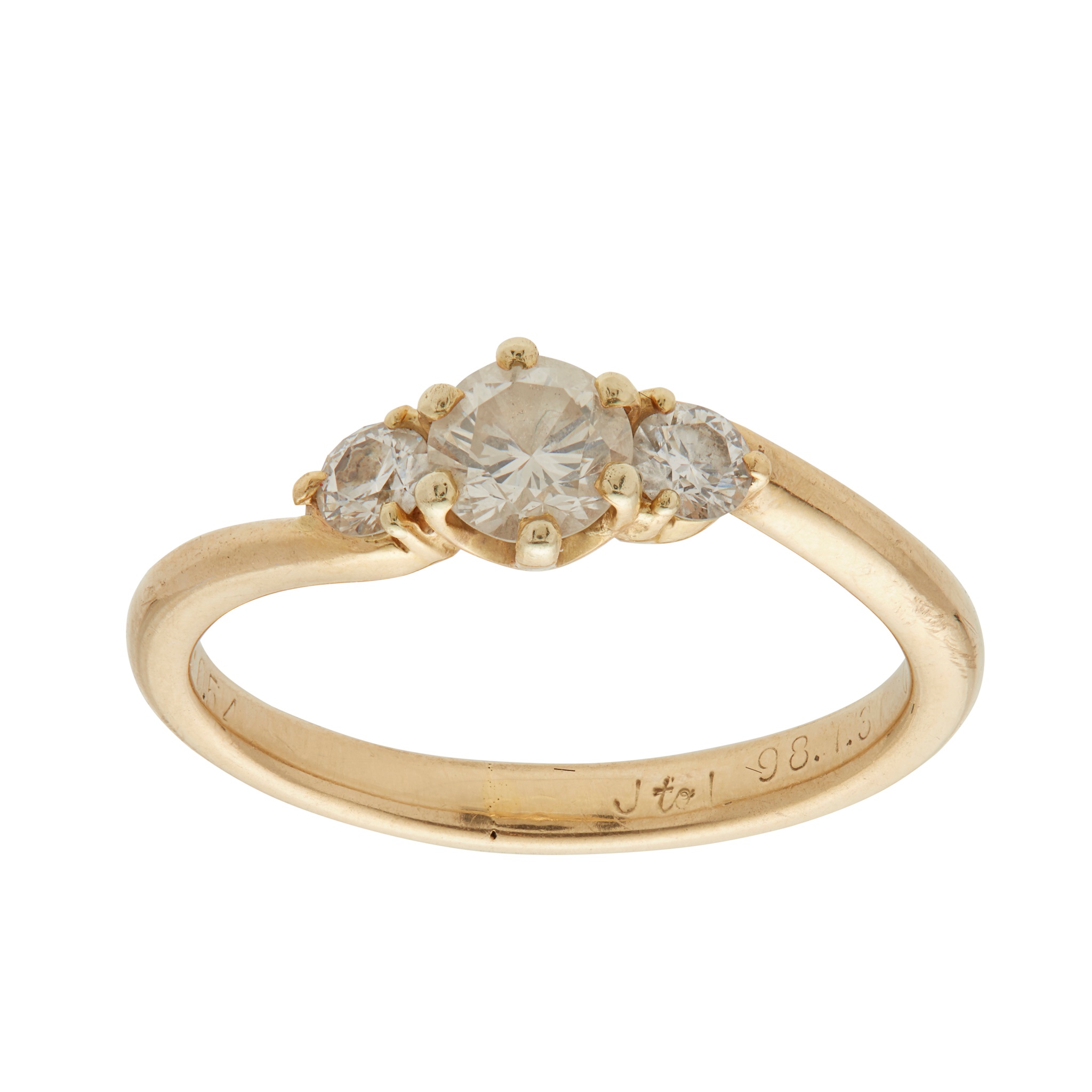 An 18ct three stone diamond ring