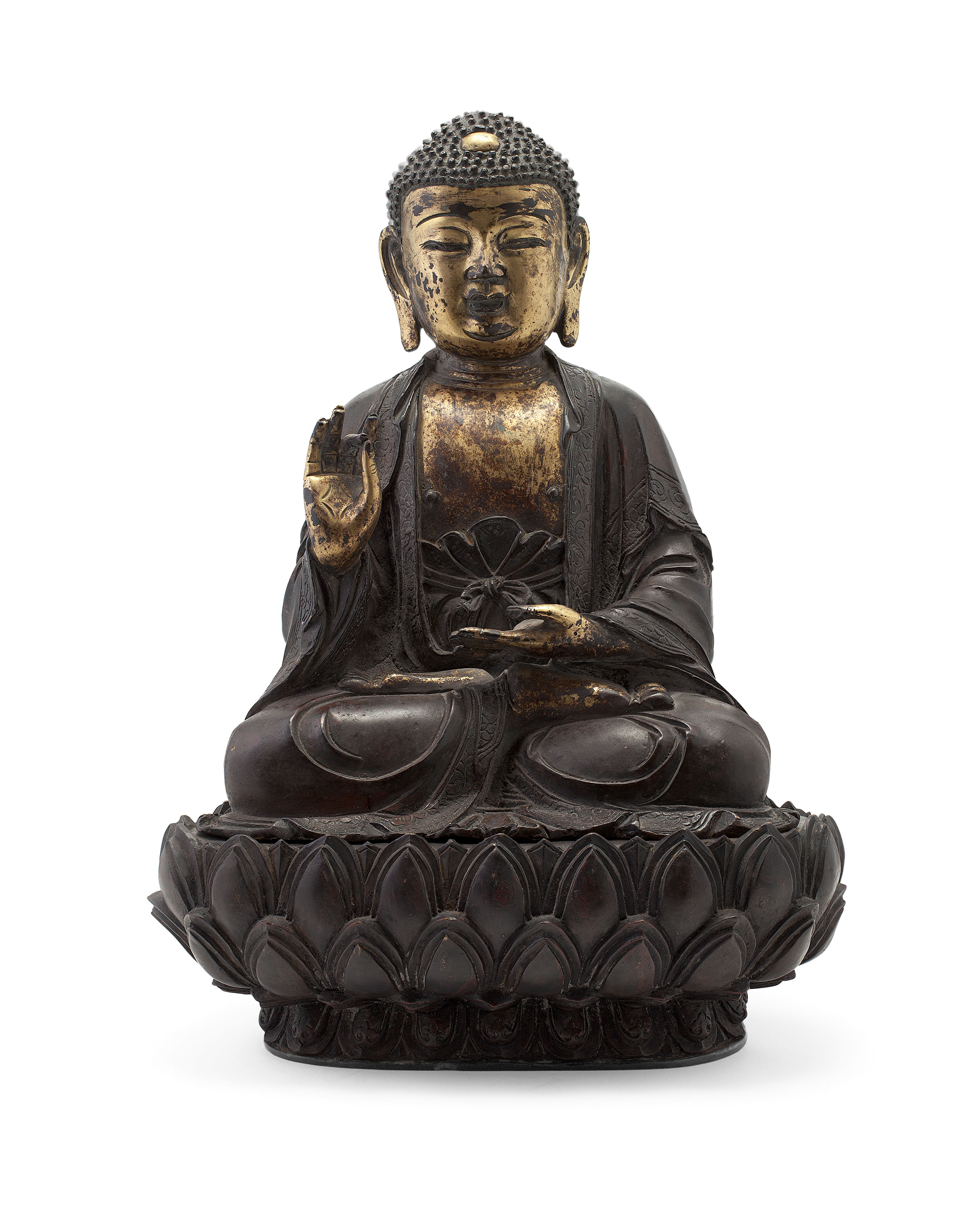 CHINESE GILT BRONZE BUDDHA
