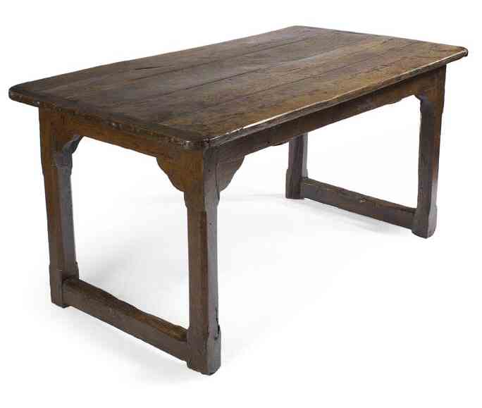 A late 17th century oak refectory dining table