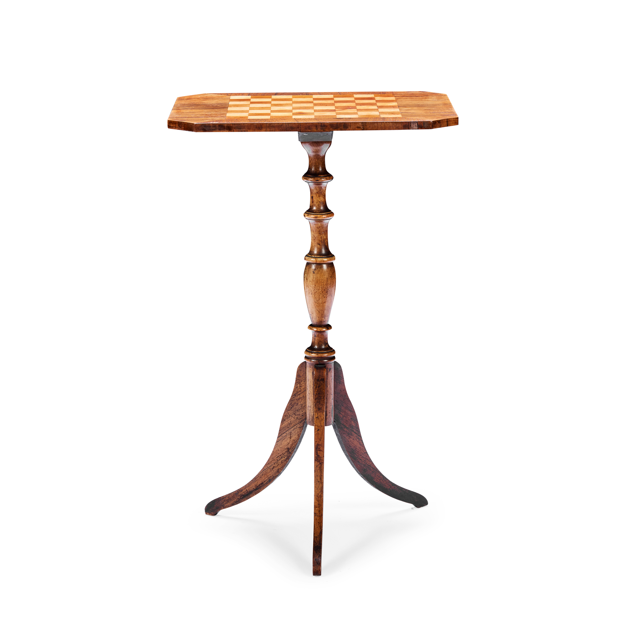 REGENCY ROSEWOOD AND FRUITWOOD TRIPOD GAMES TABLE