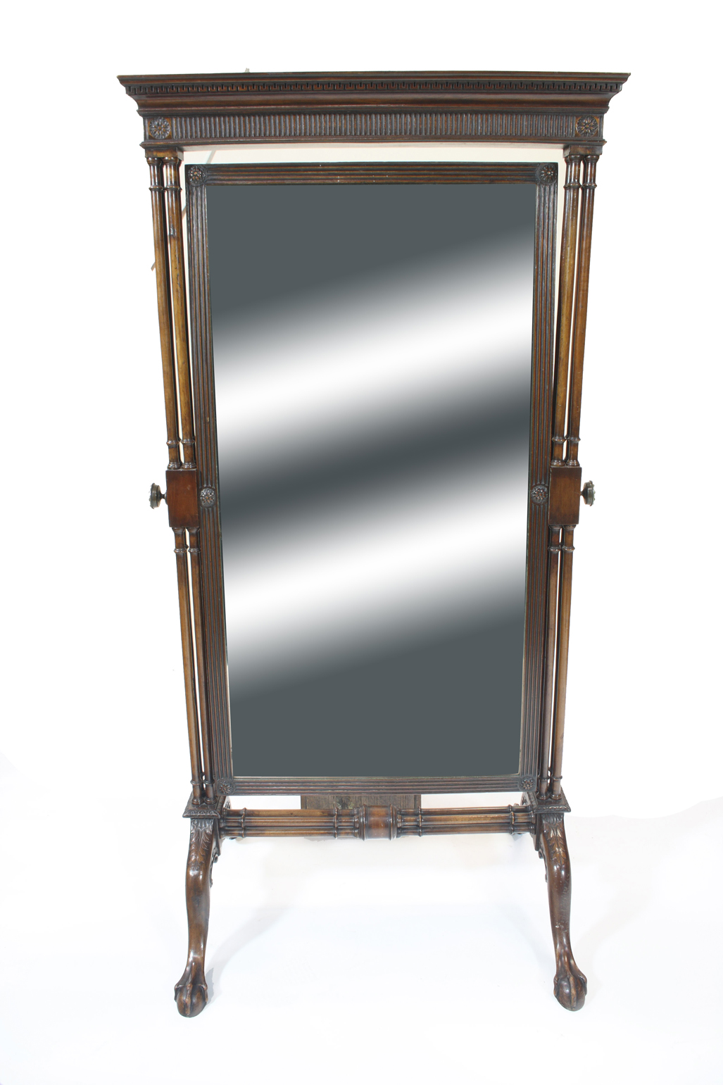 A mahogany Chippendale style cheval mirror
