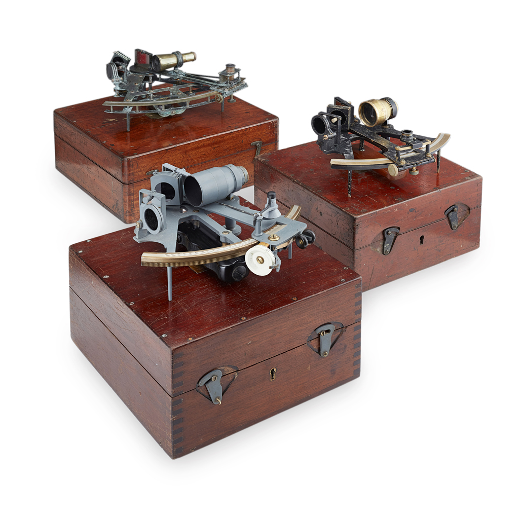 THREE CASED SEXTANTS, BY HENRY HUGHES & SON LTD., LONDON