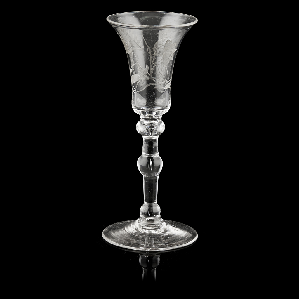 JACOBITE STYLE ENGRAVED WINE GLASS