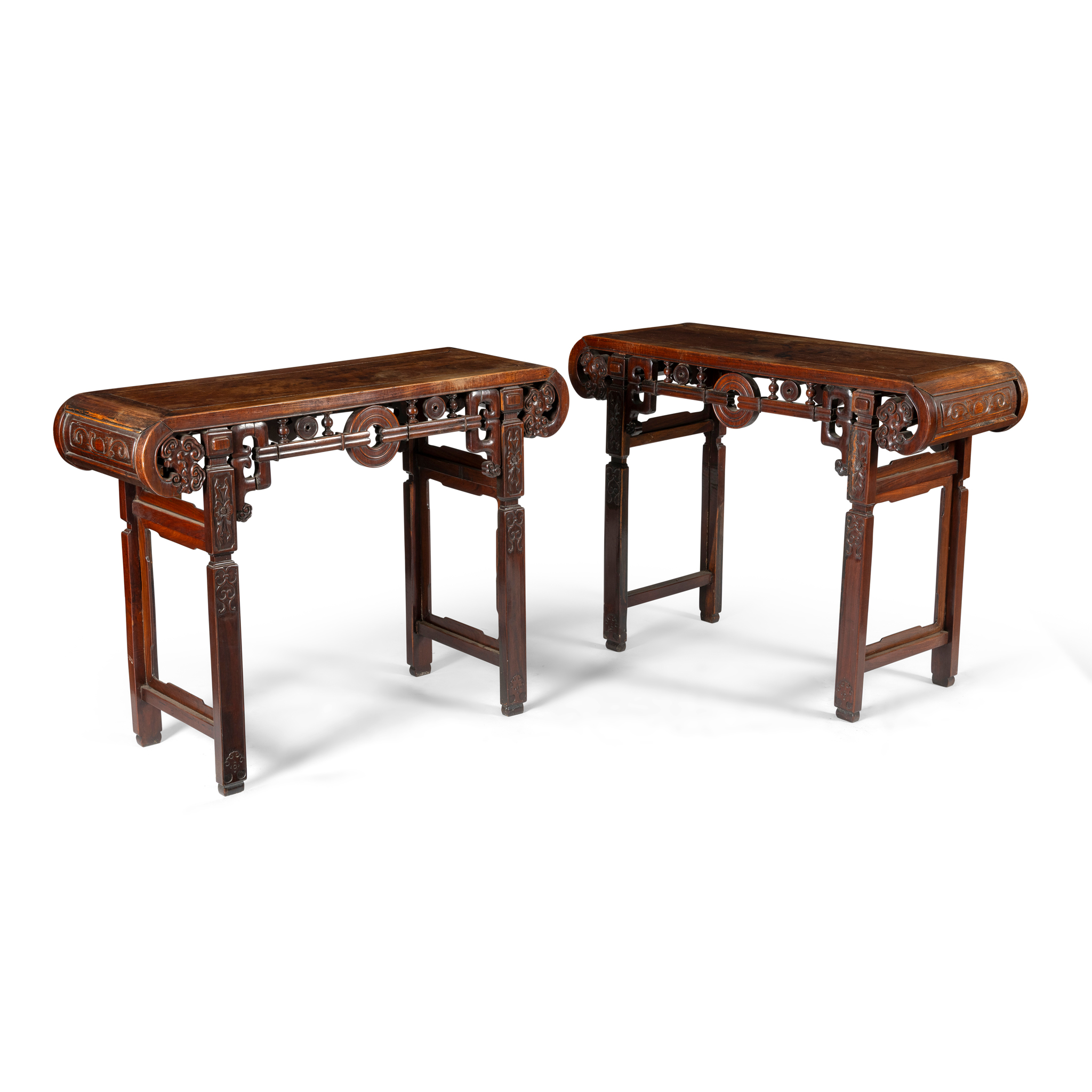A PAIR OF CHINESE HARDWOOD ALTER TABLES
