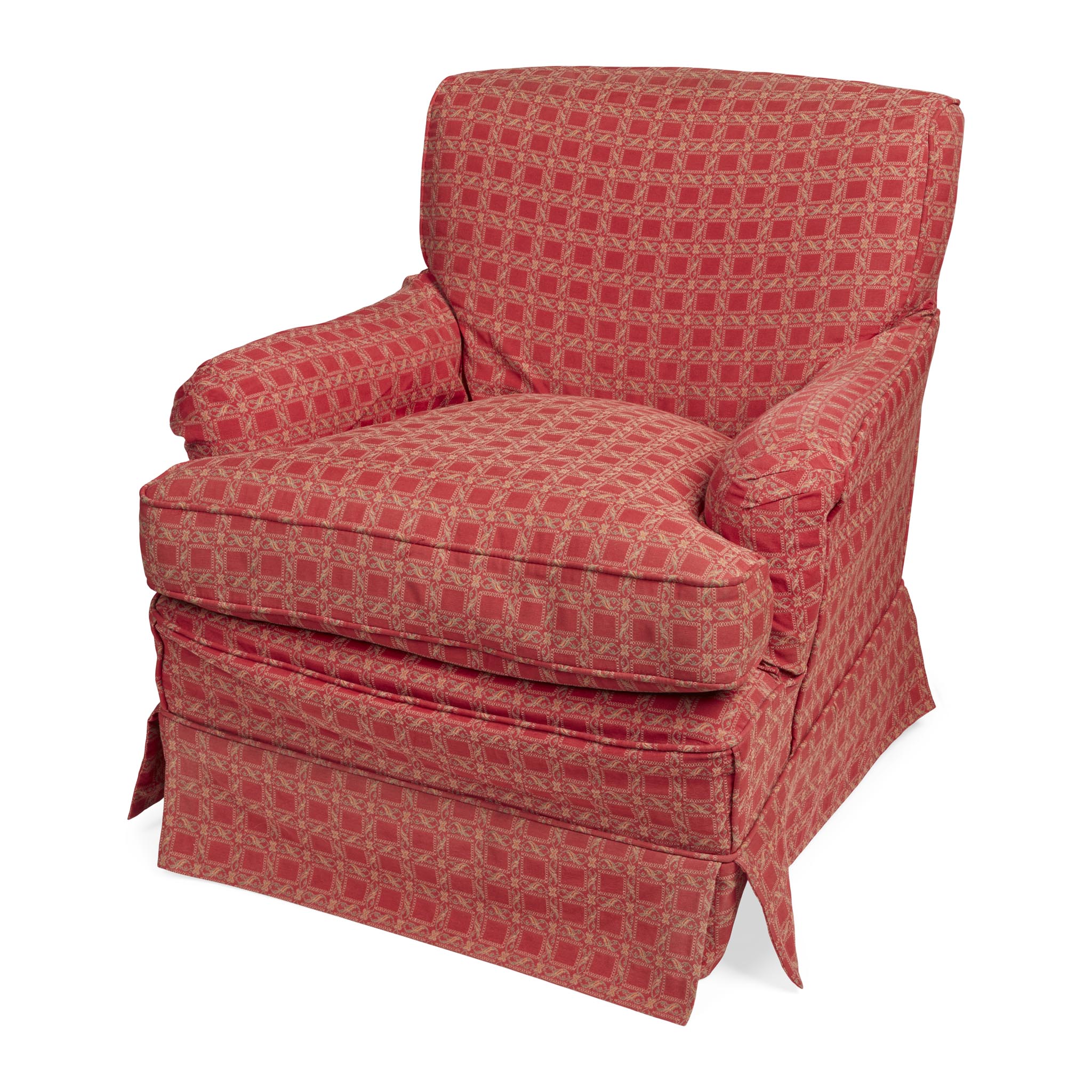 HOWARD & SONS STYLE UPHOLSTERED ARMCHAIR, PROBABLY LENYGON & MORANT