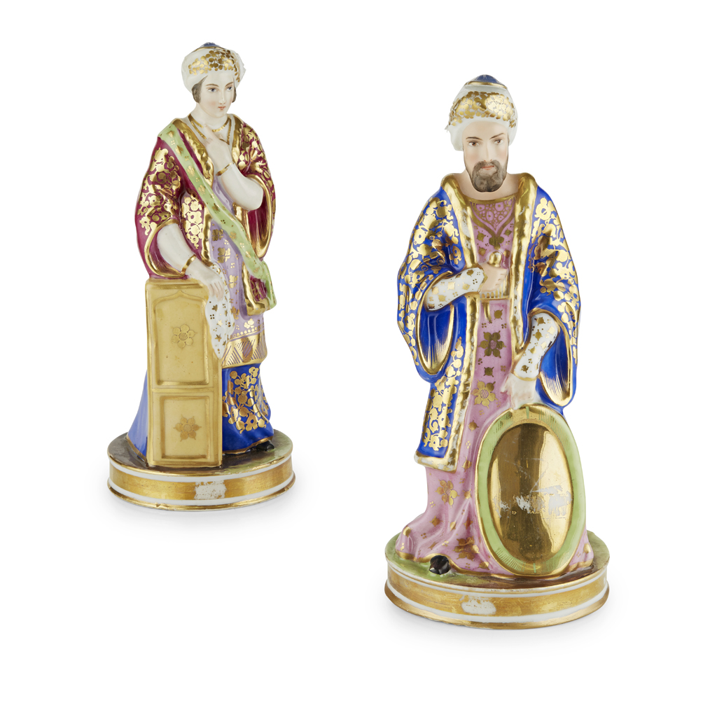PAIR OF PORCELAINE DE PARIS FIGURES OF OTTOMANS