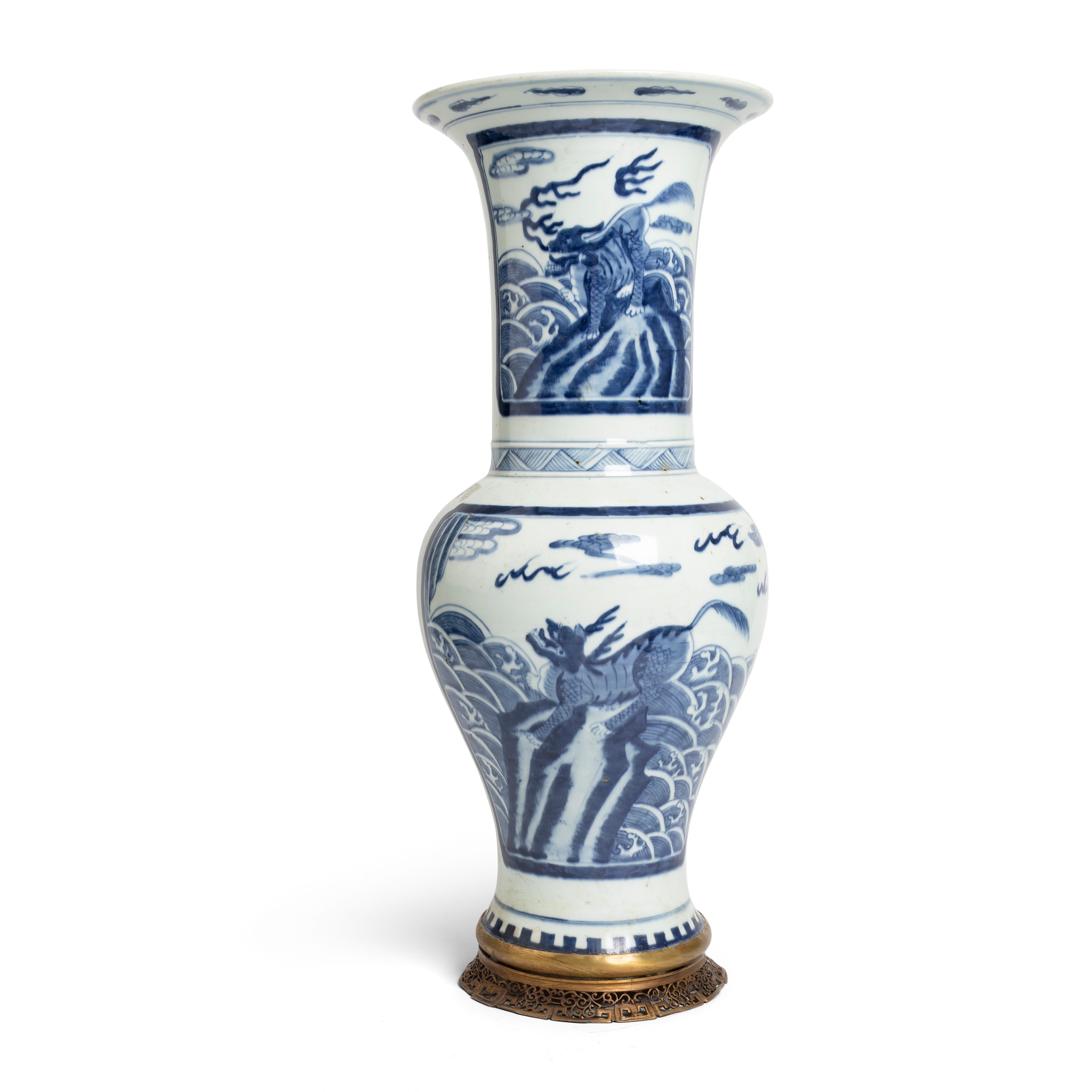 BLUE AND WHITE 'QILIN' YEN YEN VASE