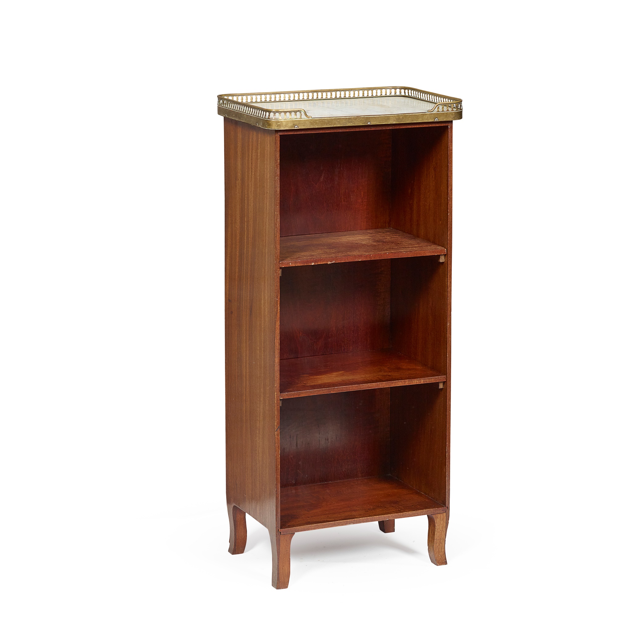 FRENCH DIRECTOIRE STYLE MAHOGANY MARBLE TOPPED SMALL BOOKCASE