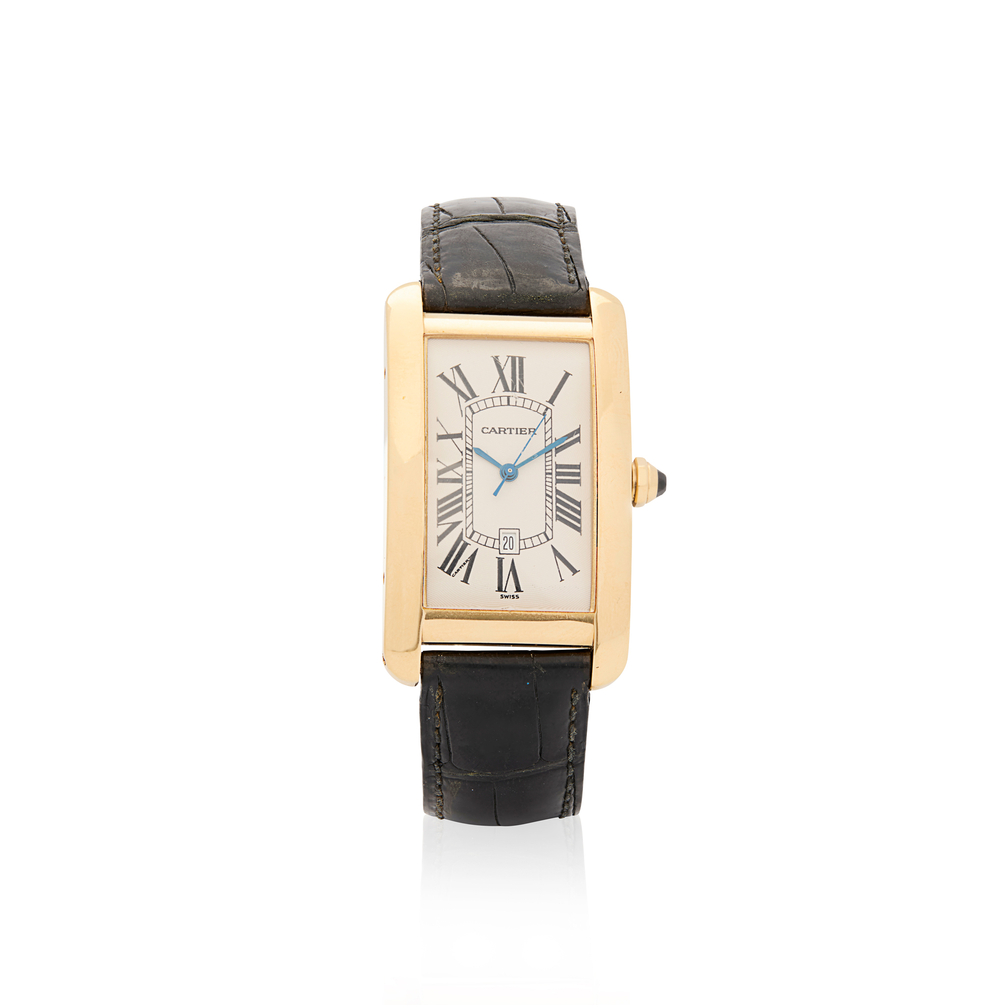 Cartier. A fine 18k gold automatic rectangular wristwatch