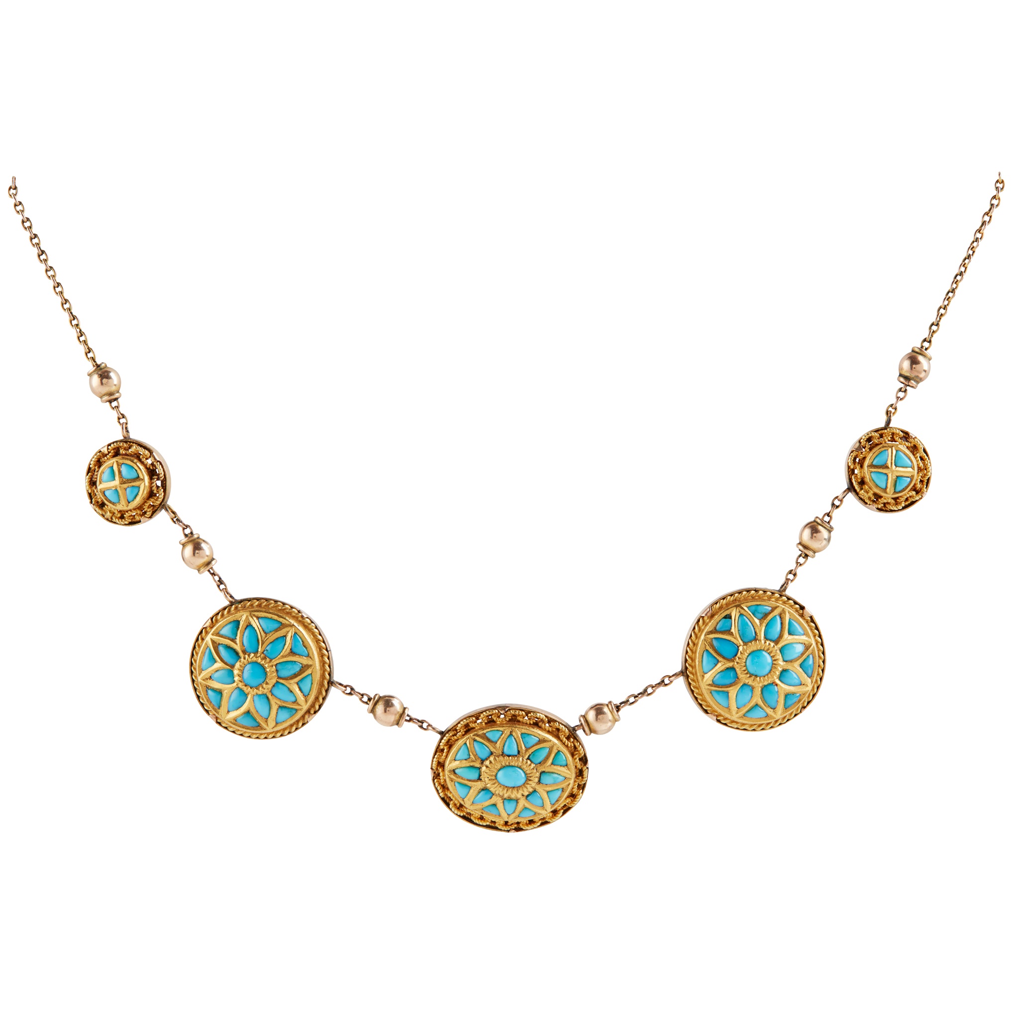 A Victorian turquoise set necklace and brooch