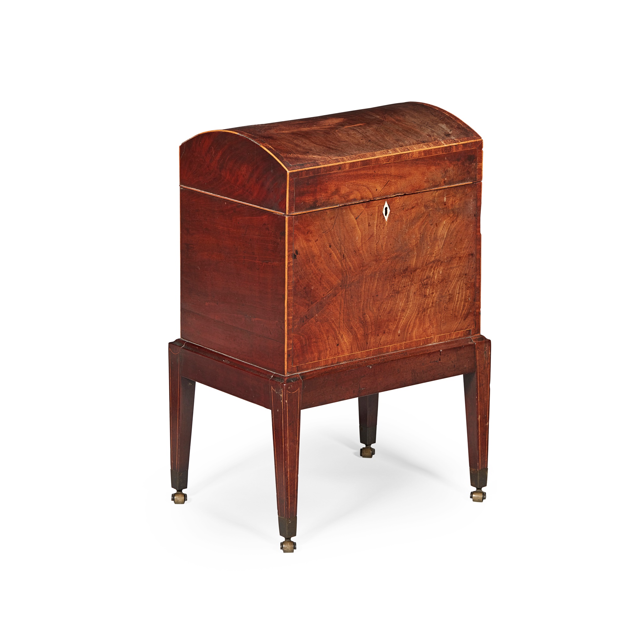 LATE GEORGE III MAHOGANY BOTTLE STORE ON STAND